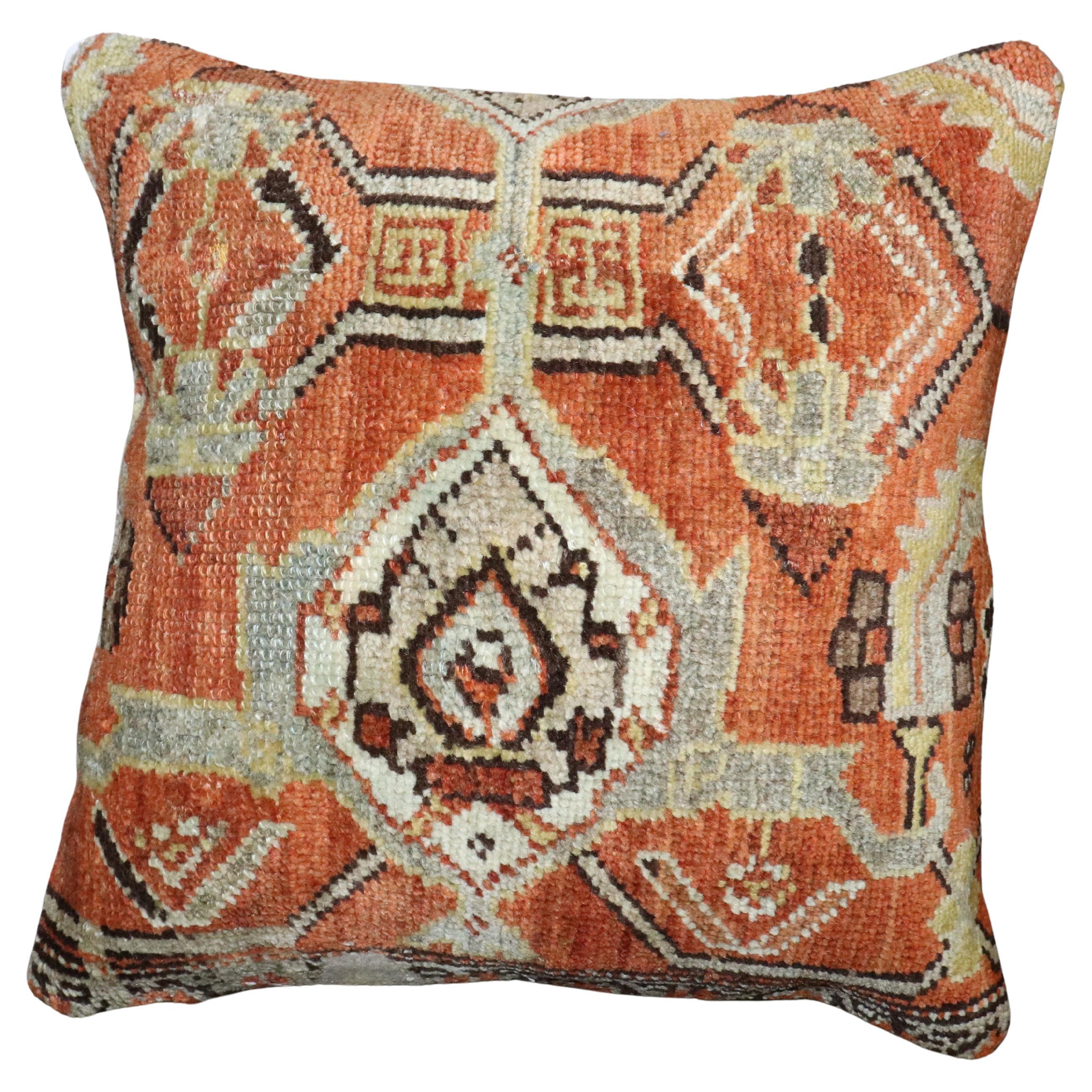 Zabihi Collection Tribal Persian Small Rug Pillow For Sale