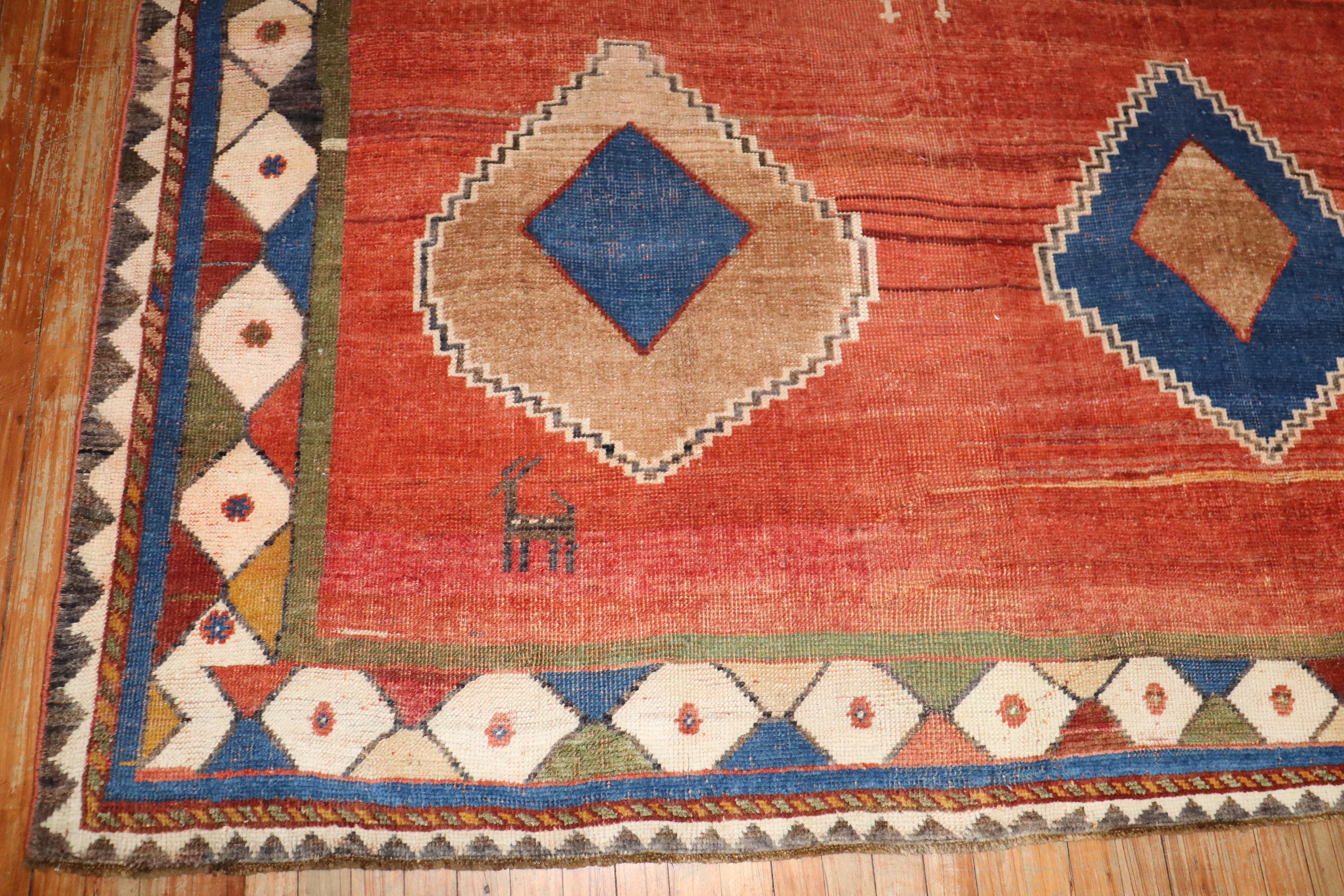 Quadratischer antiker persischer Gabbeh-Teppich aus der Zabihi-Kollektion im Angebot 4
