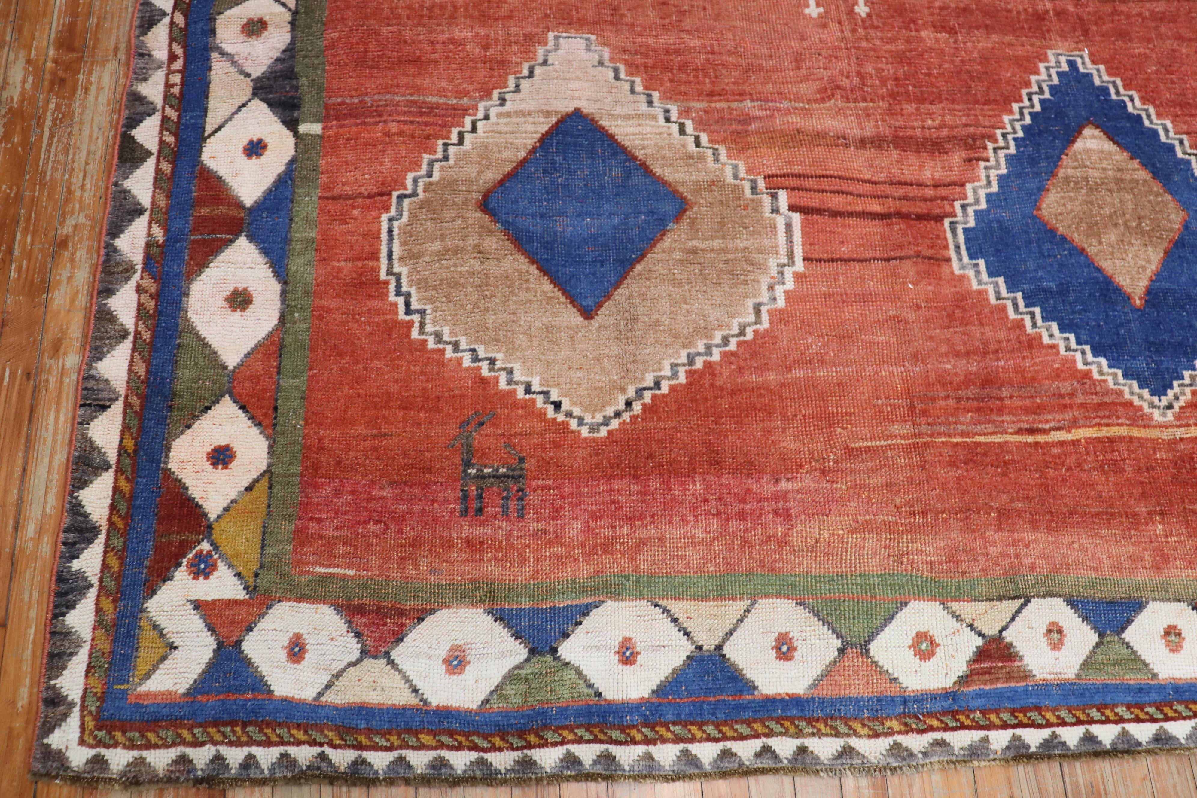 Quadratischer antiker persischer Gabbeh-Teppich aus der Zabihi-Kollektion im Angebot 5