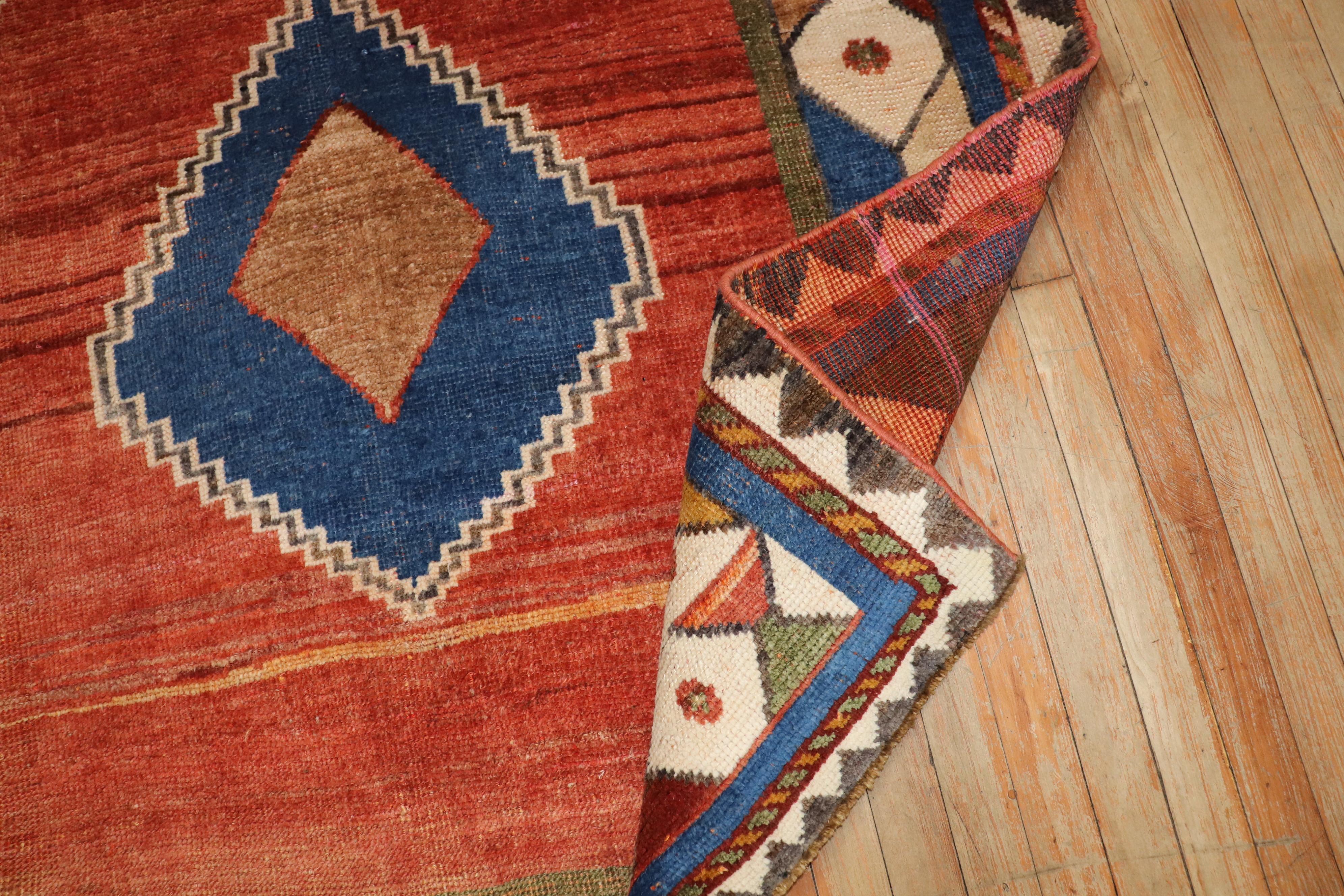 Wool Zabihi Collection Tribal Square Antique Persian Gabbeh Rug For Sale