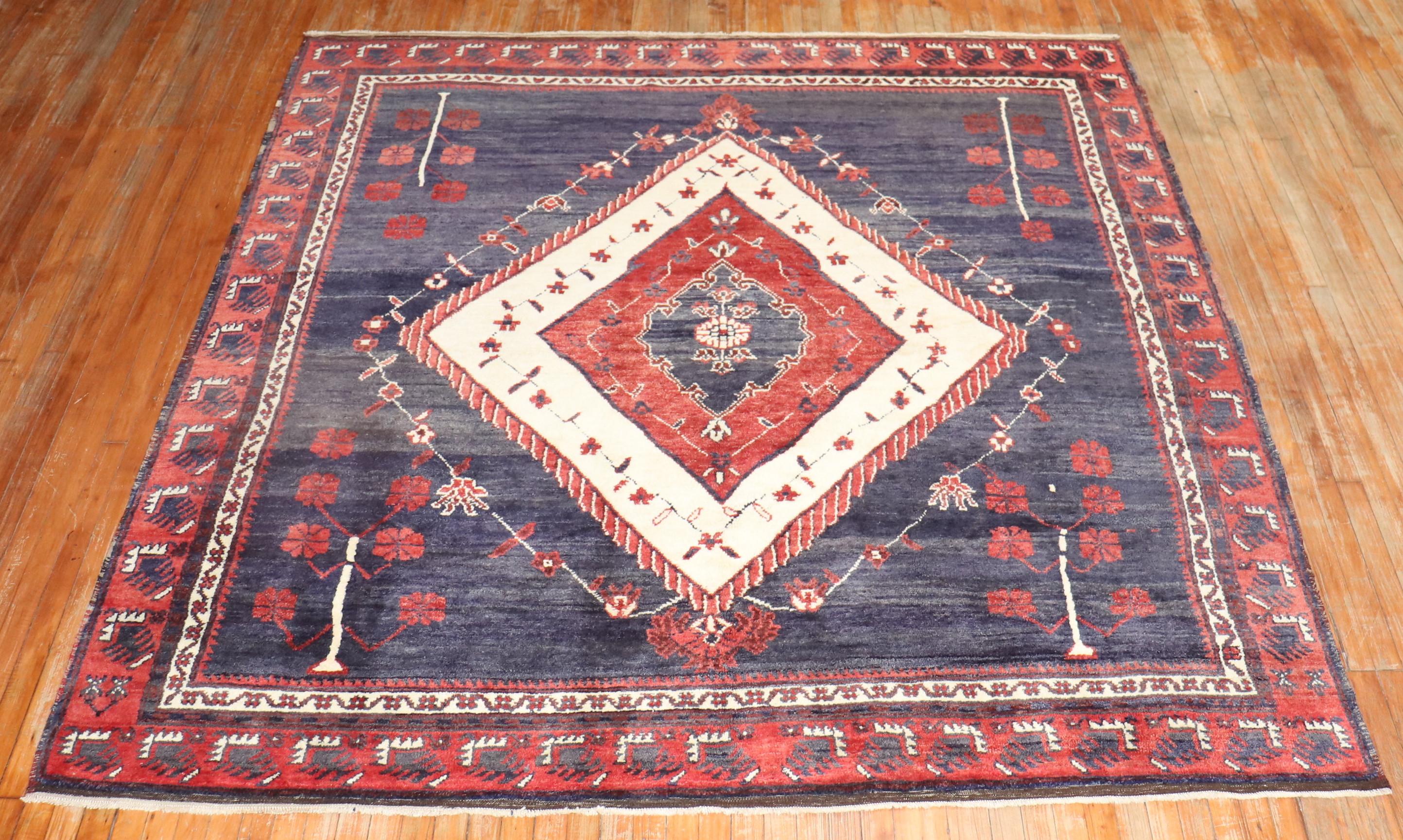 Zabihi Collection Tribal Vintage Square Anatolian Rug For Sale 2