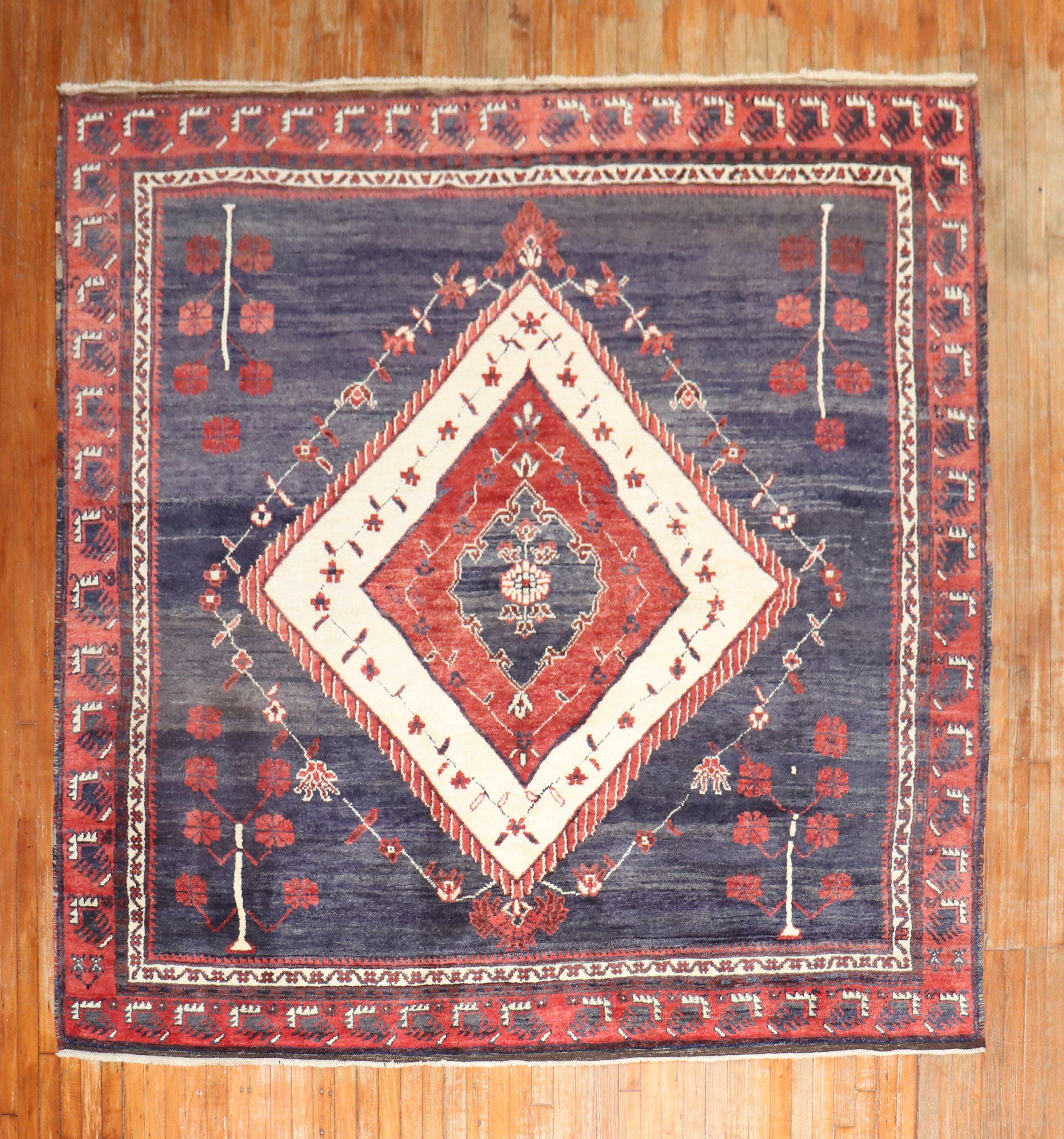 Mid 20th Century Turkish Square Size rug with tribal and rustic attributies 

circa mid 20th century

Measures: 8'2