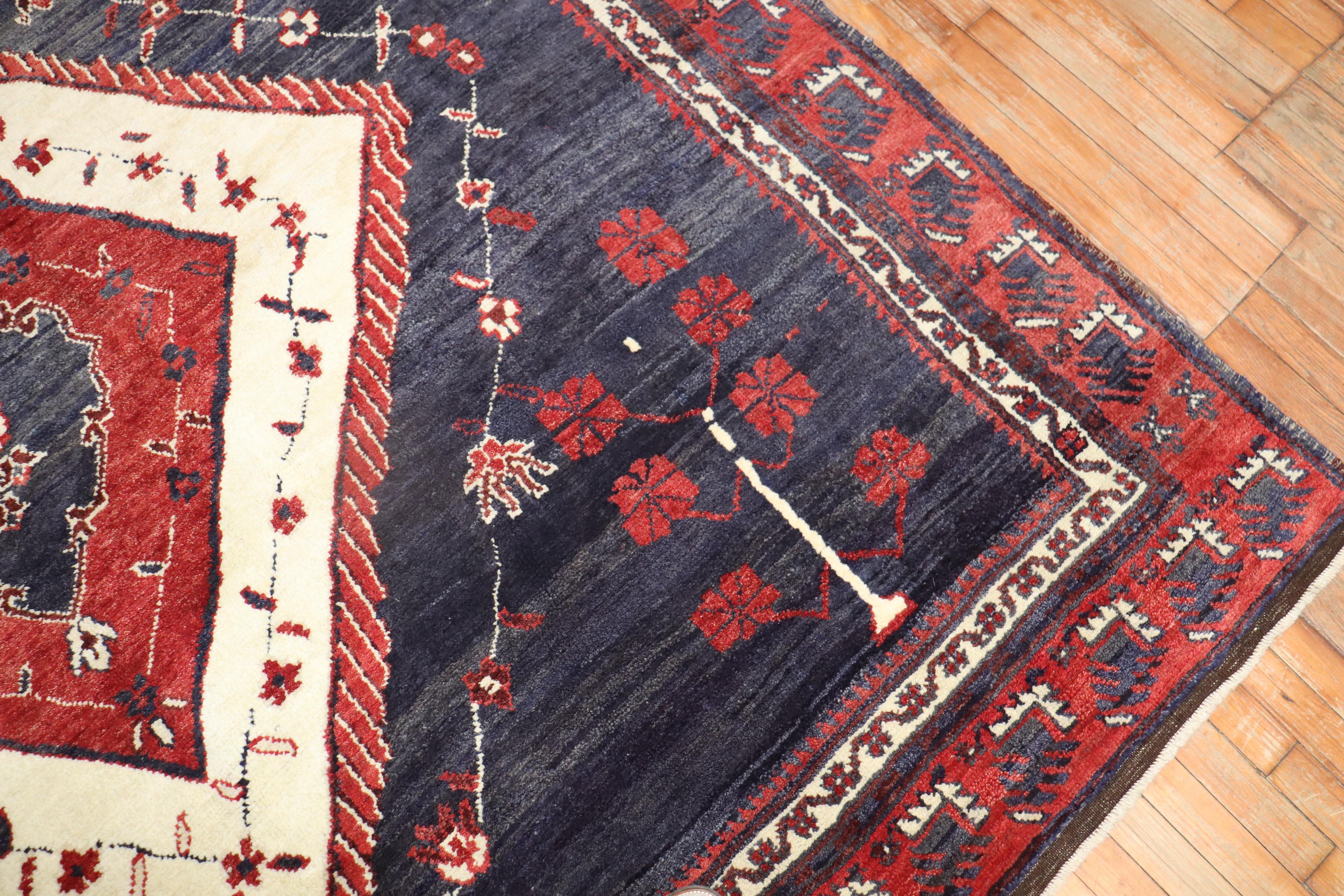 Rustic Zabihi Collection Tribal Vintage Square Anatolian Rug For Sale