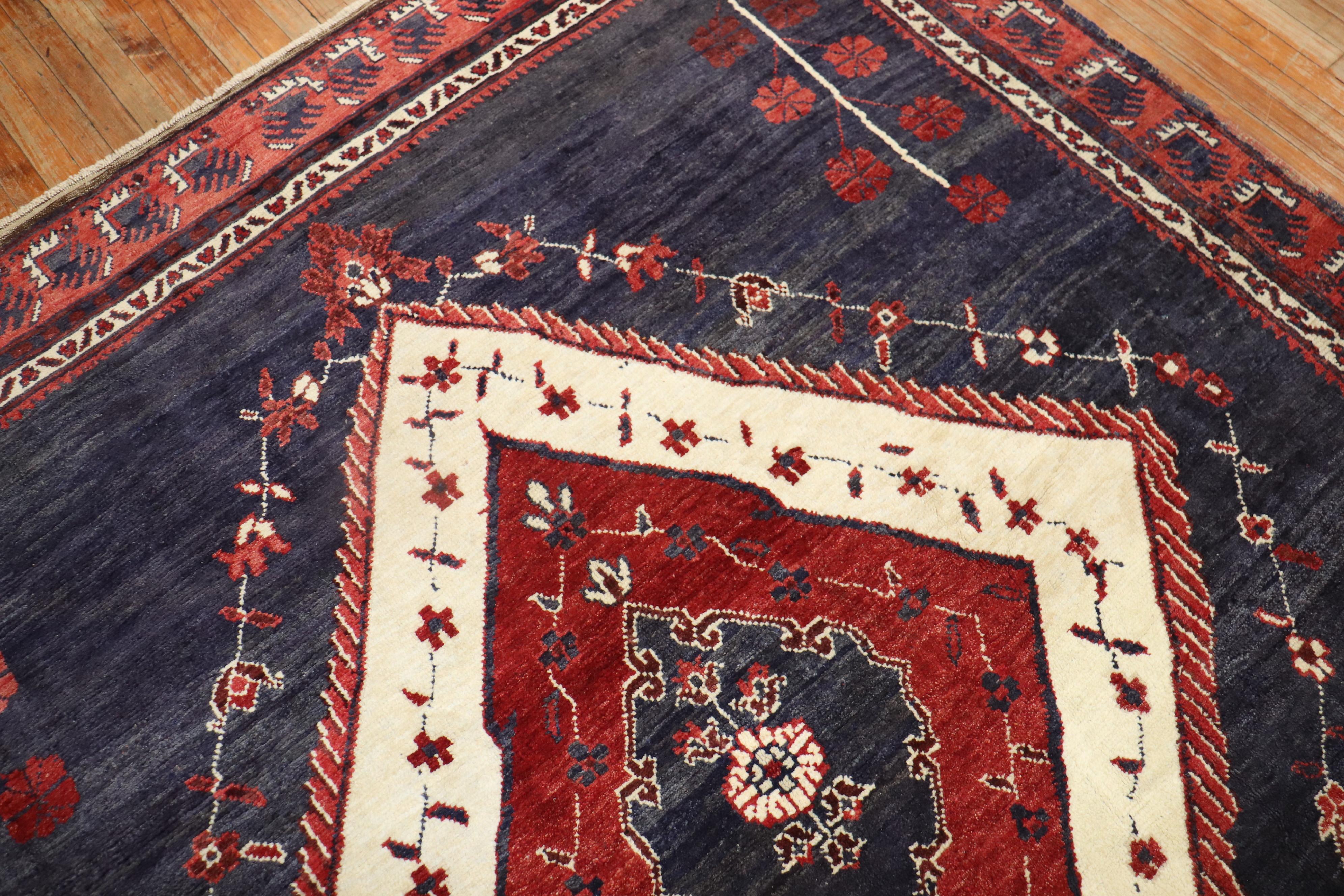 Wool Zabihi Collection Tribal Vintage Square Anatolian Rug For Sale