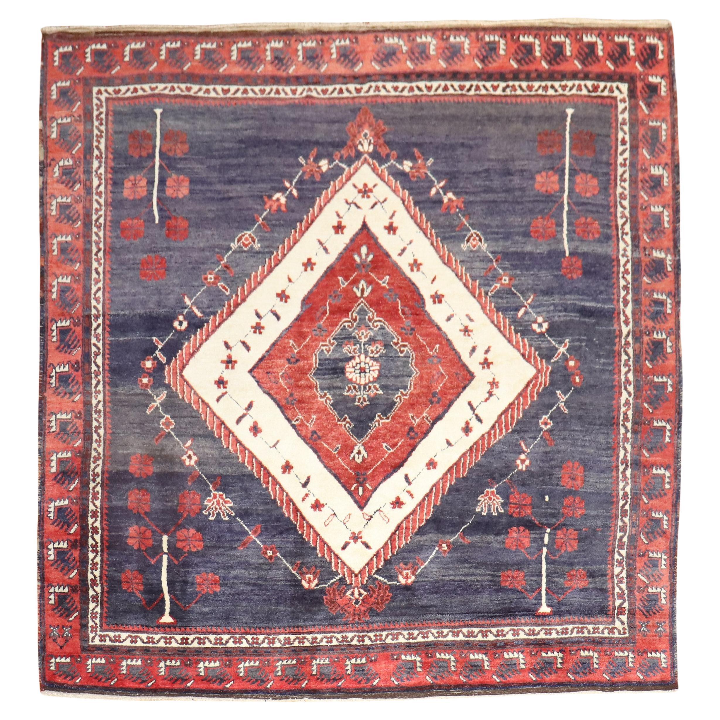 Zabihi Collection Tribal Vintage Square Anatolian Rug For Sale