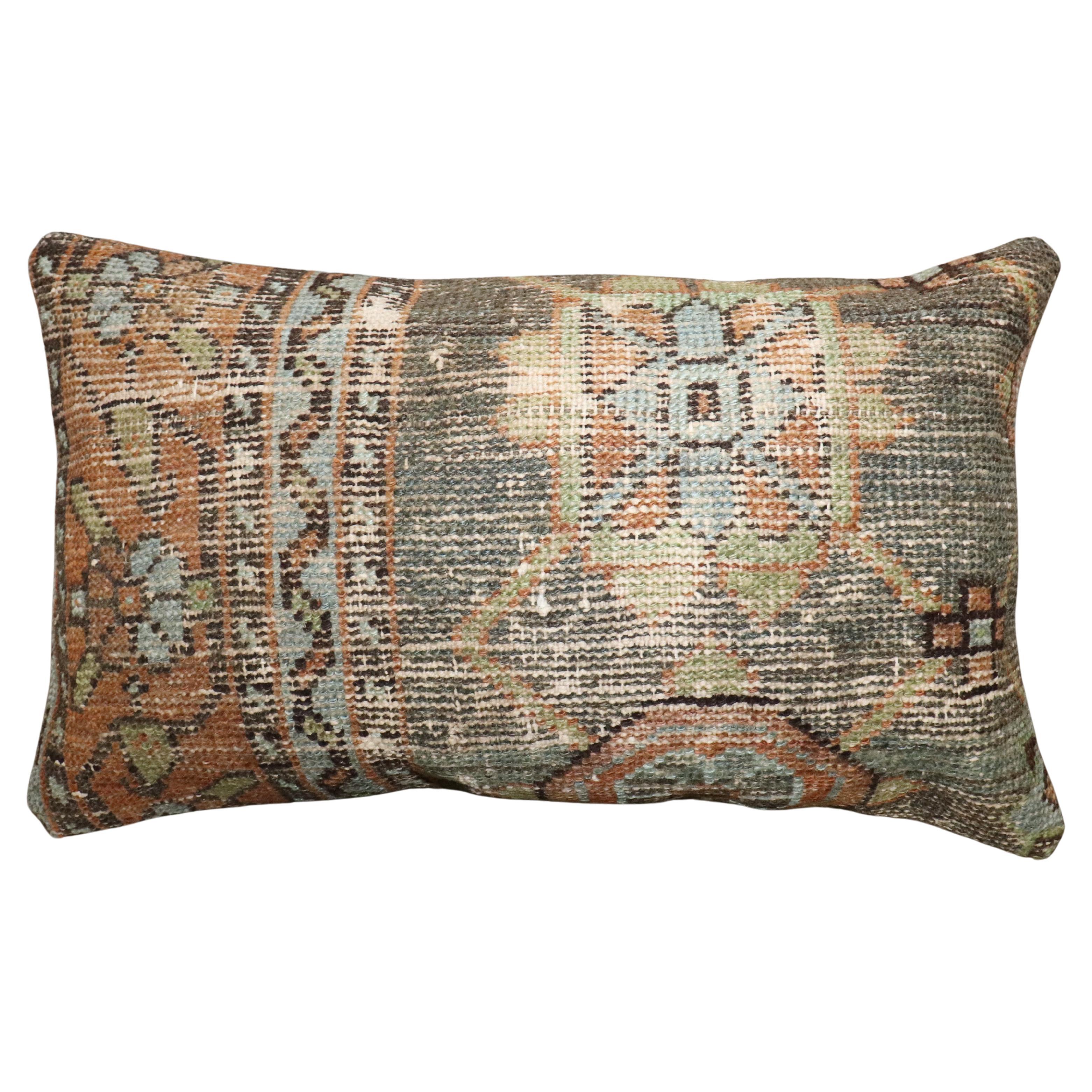 Zabihi Collection Tribal Worn Persian Kurd Rug Lumbar Pillow