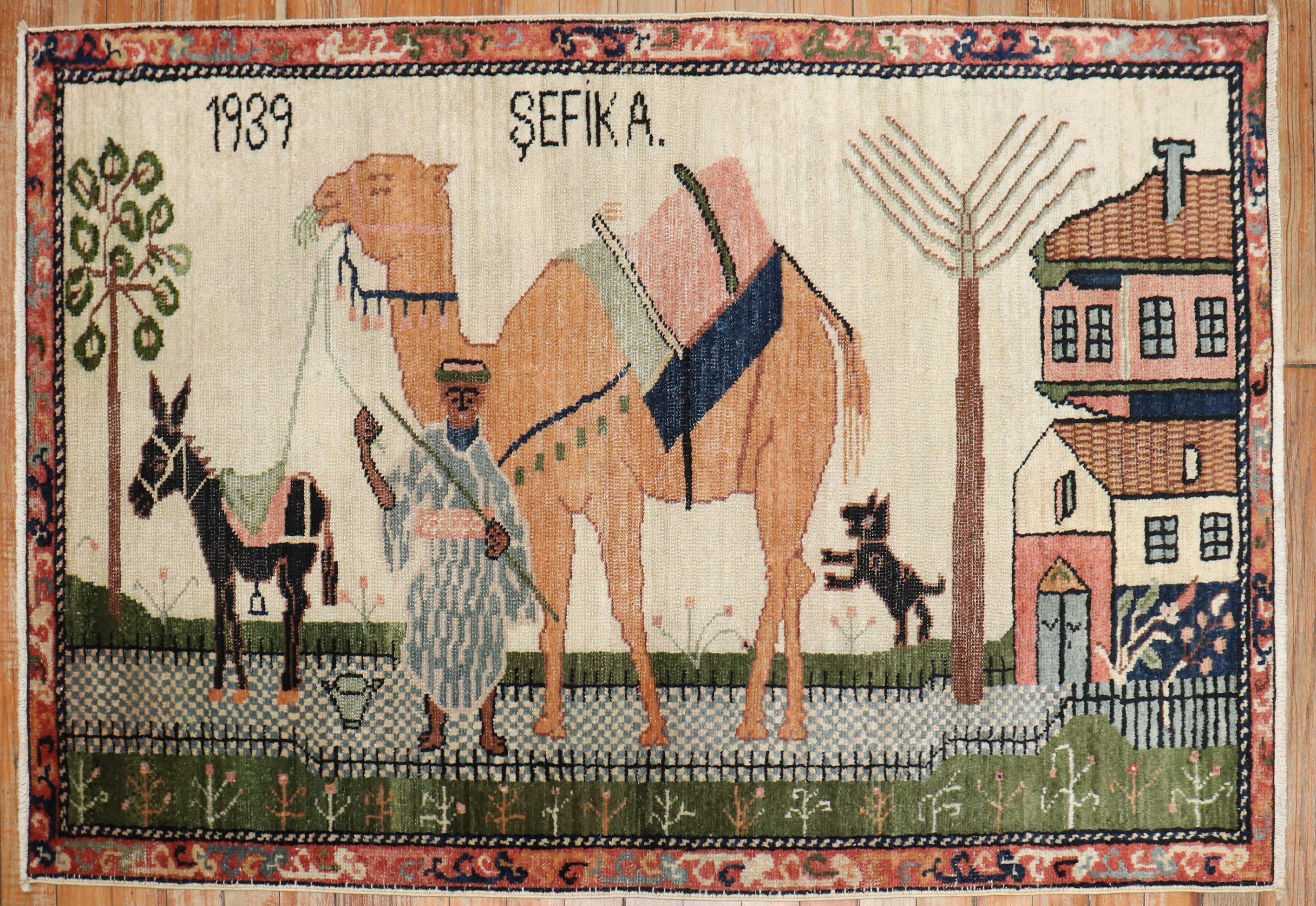 mid-20th century Turkish Anatolian Rug dated 1939

Details
rug no.	j3736
size	2' 8