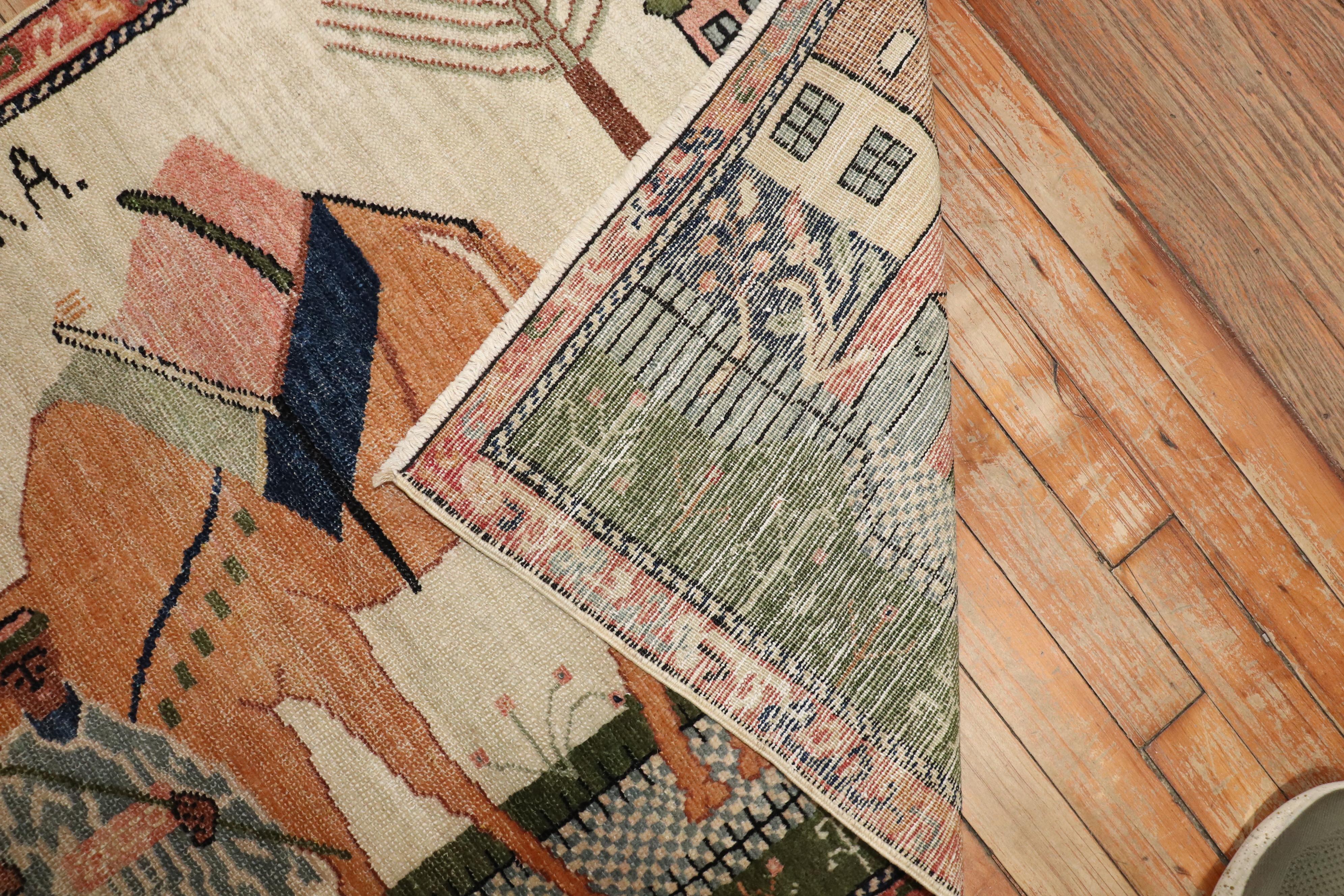 Hand-Knotted Zabihi Collection Turkish Anatolian Animal Caravan Camel Rug Dated 1939 For Sale
