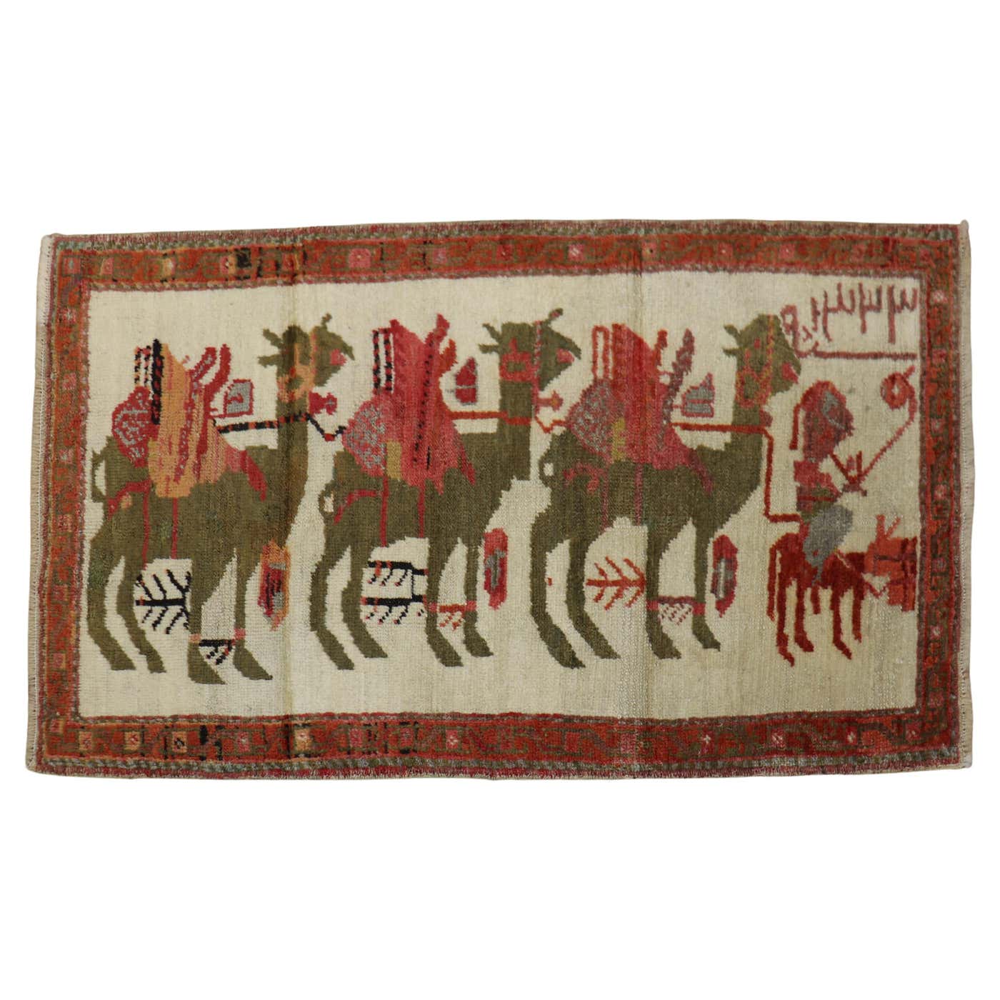 Zabihi Collection Turkish Anatolian Animal Caravan Camel Small Rug For ...