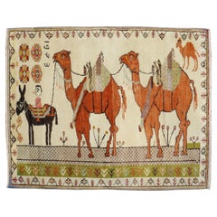 Tappeto quadrato Zabihi Collection Turco Anatolico Animale Carovana Cammello Piccolo