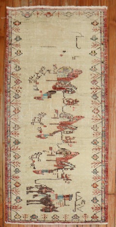 Zabihi Collection Faded Turkish Anatolian Animal Caravan Rug