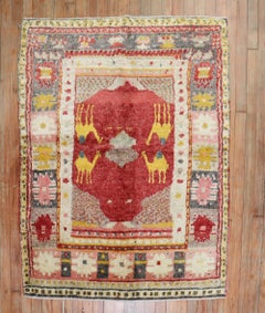 Zabihi Collection Turkish Anatolian Animal Small Square Rug