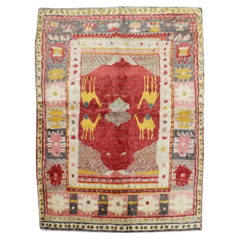 Zabihi Collection Antique Turkish Anatolian Small Rug For Sale at 1stDibs