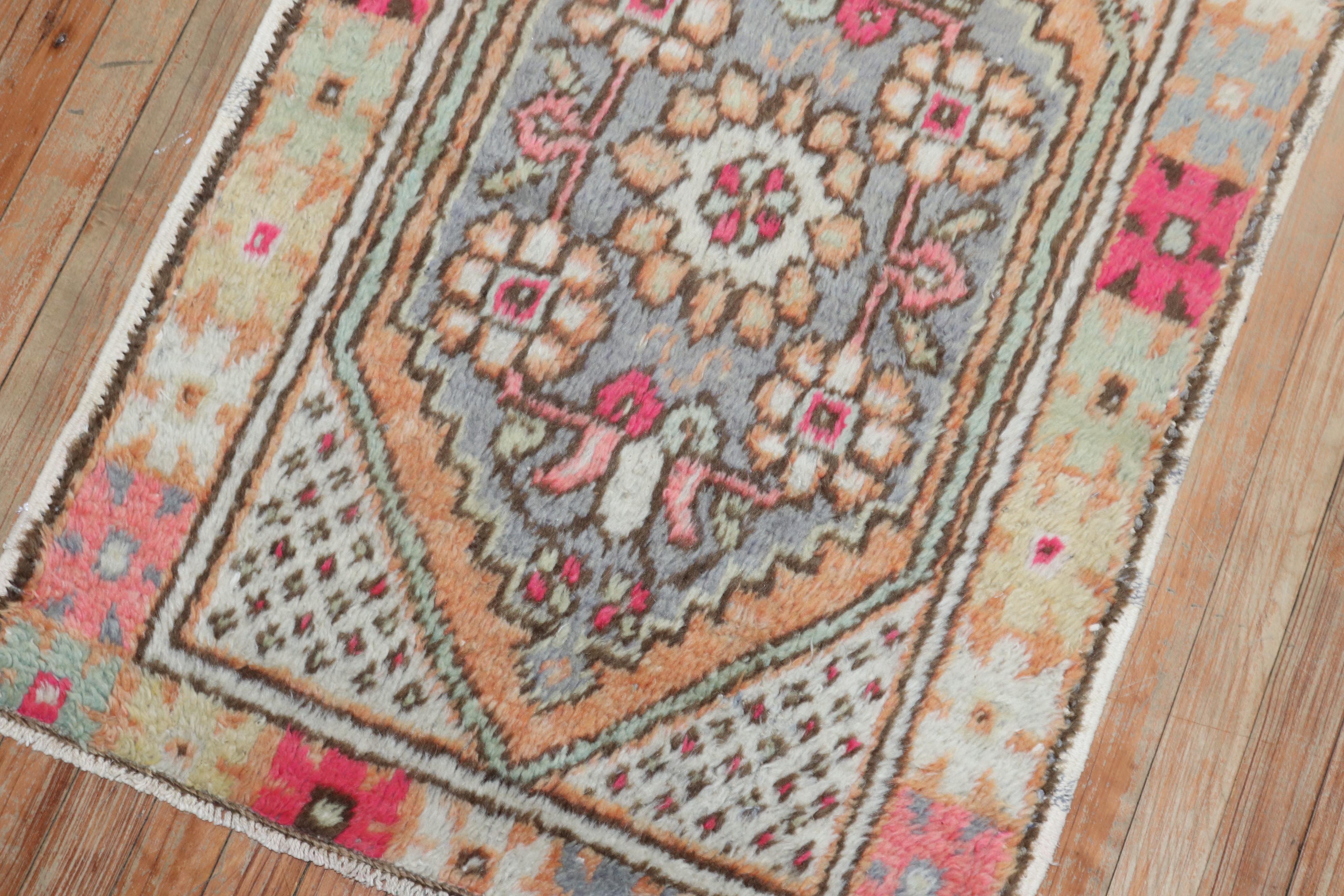 Zabihi Collection Turkish Anatolian Mini Rug In Good Condition For Sale In New York, NY