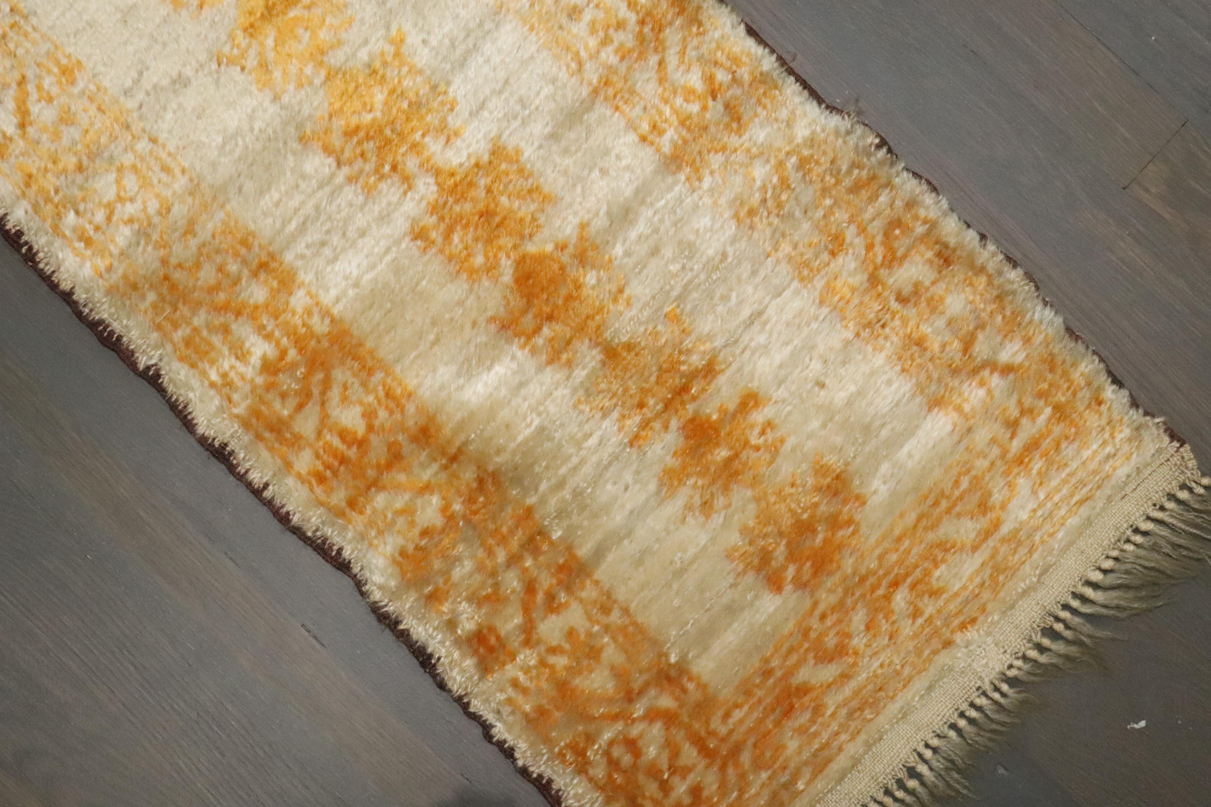Hand-Woven Zabihi Collection Turkish Angora Oushak Runner For Sale