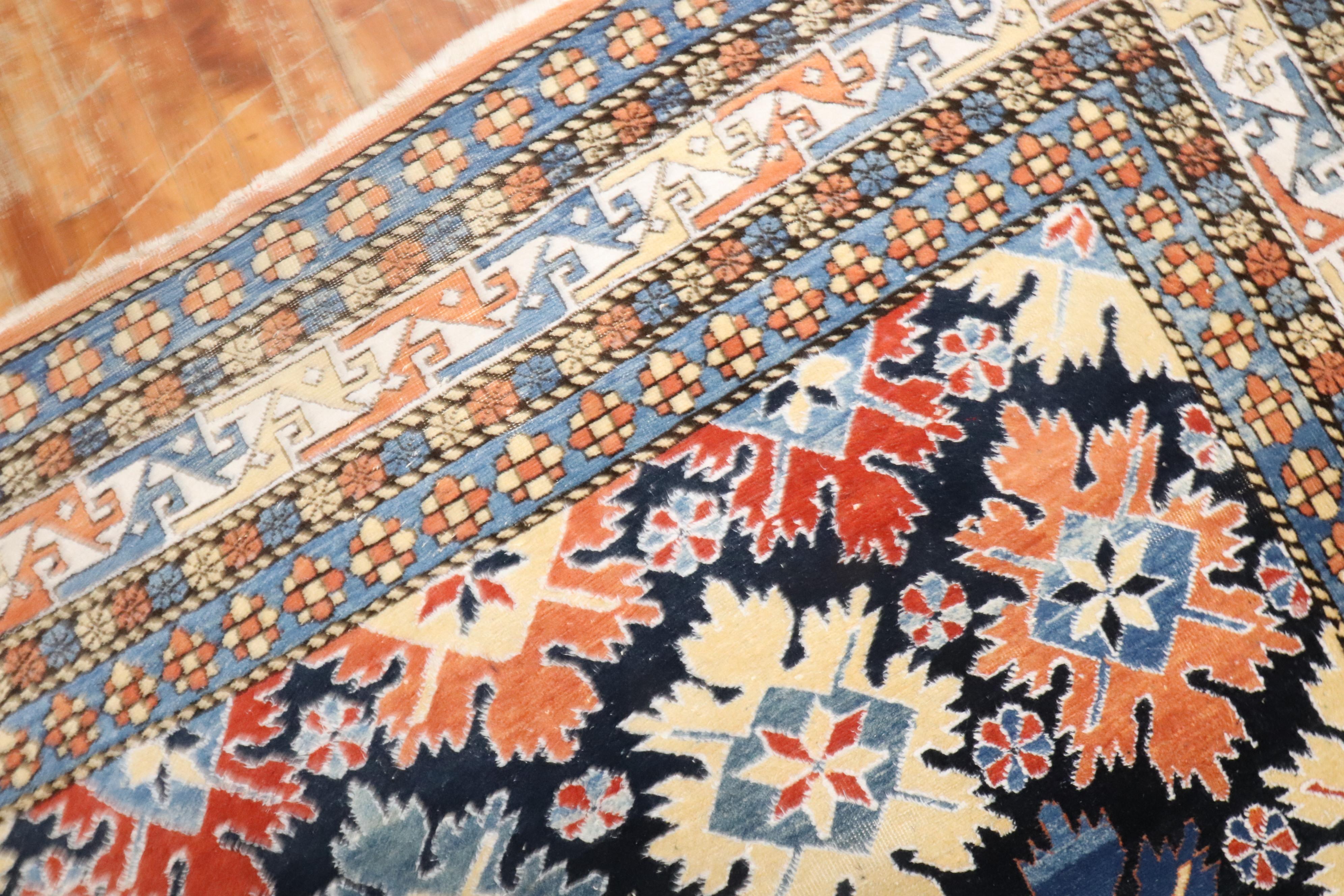 Tapis turc Azari d'inspiration vintage du Caucase flocon de neige de la collection Zabihi en vente 5