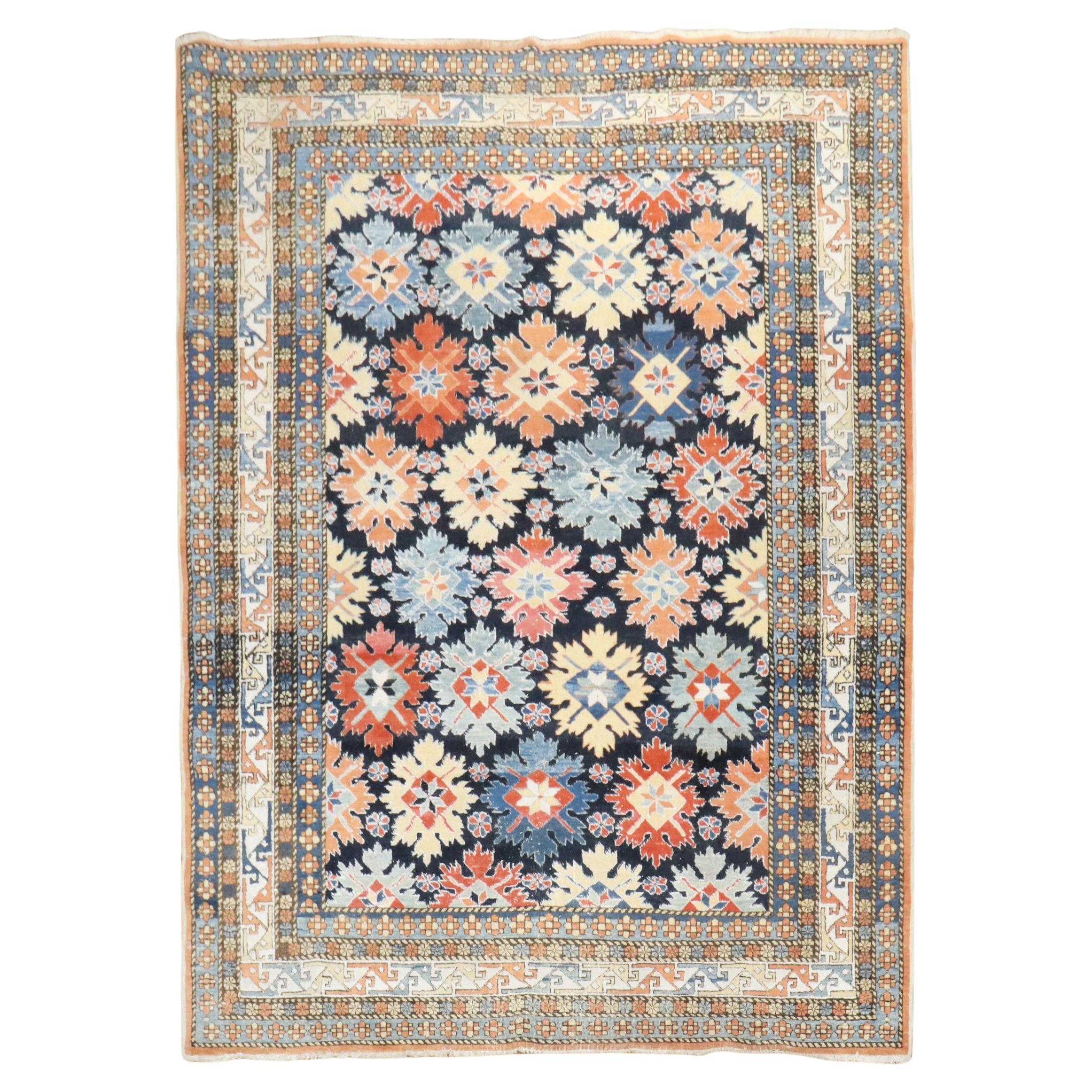 Zabihi Collection Turkish Azari Vintage Inspired Caucasian Snowflake Rug