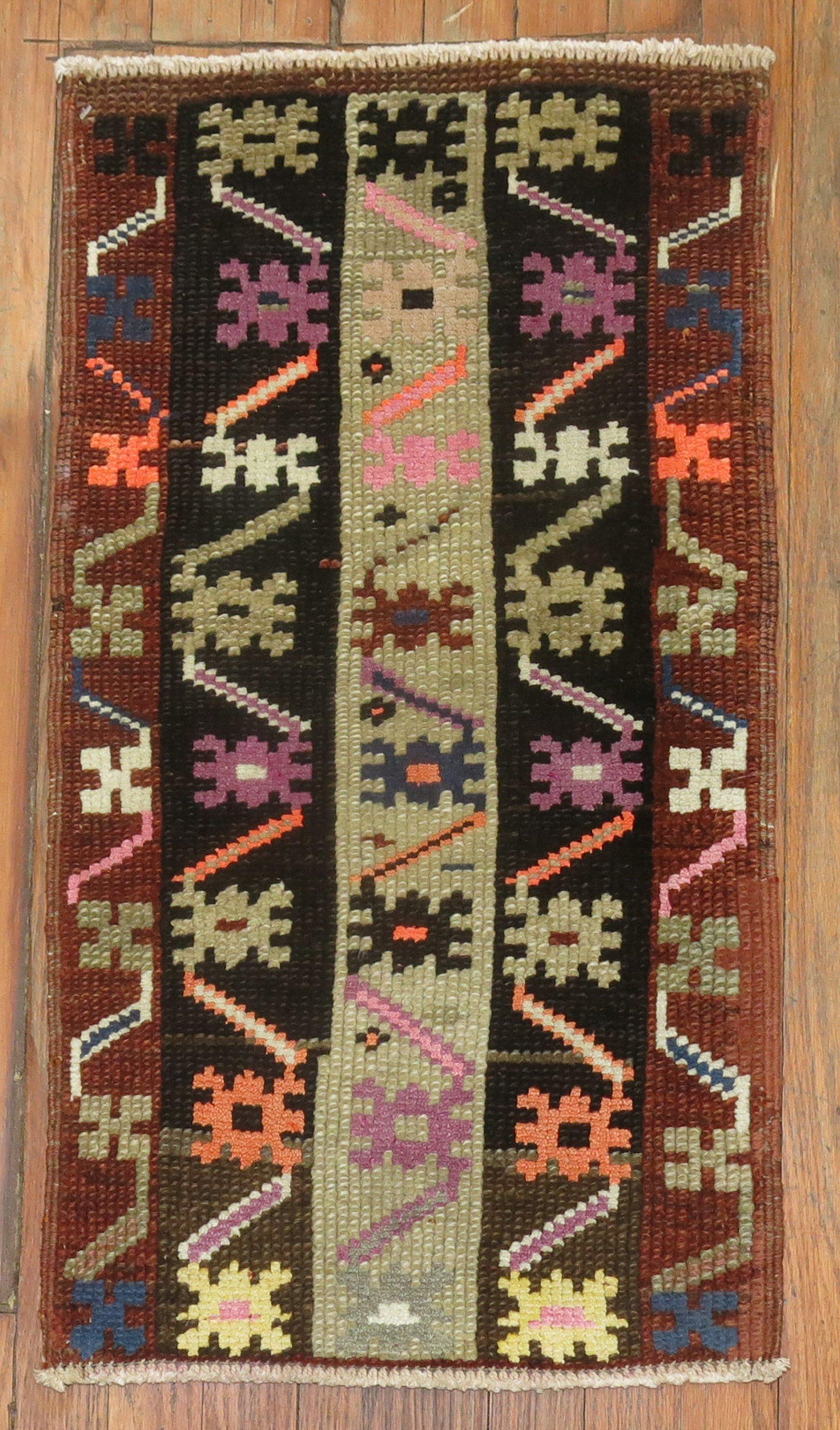 Mid-Century Modern Zabihi Collection Turkish Konya Mat For Sale