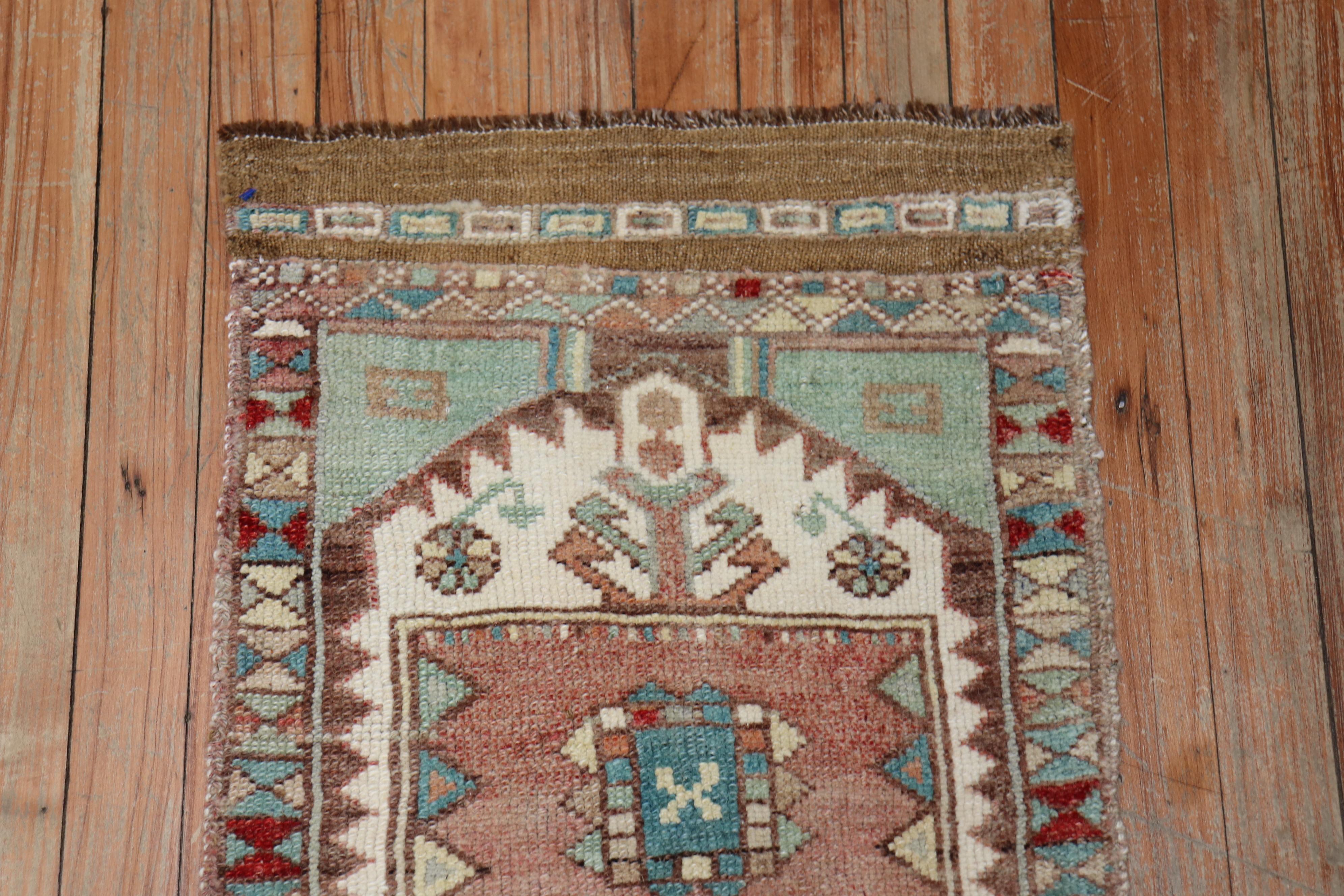 Zabihi Collection Turkish Mini Anatolian Rug In Good Condition For Sale In New York, NY