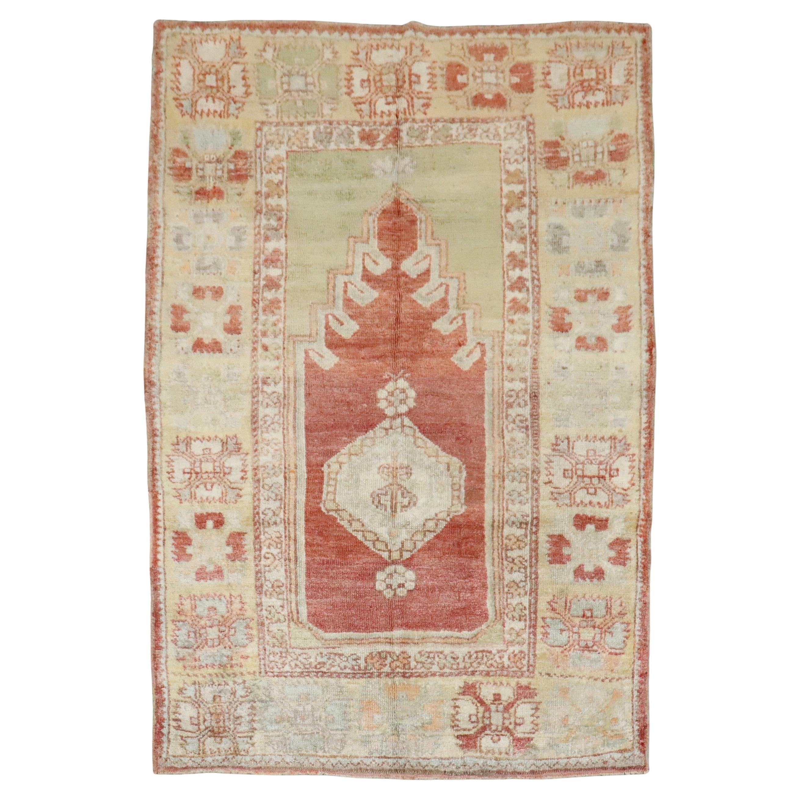 Zabihi Collection Turkish Oushak Antique Prayer Rug, 3'9'' x 5'2''