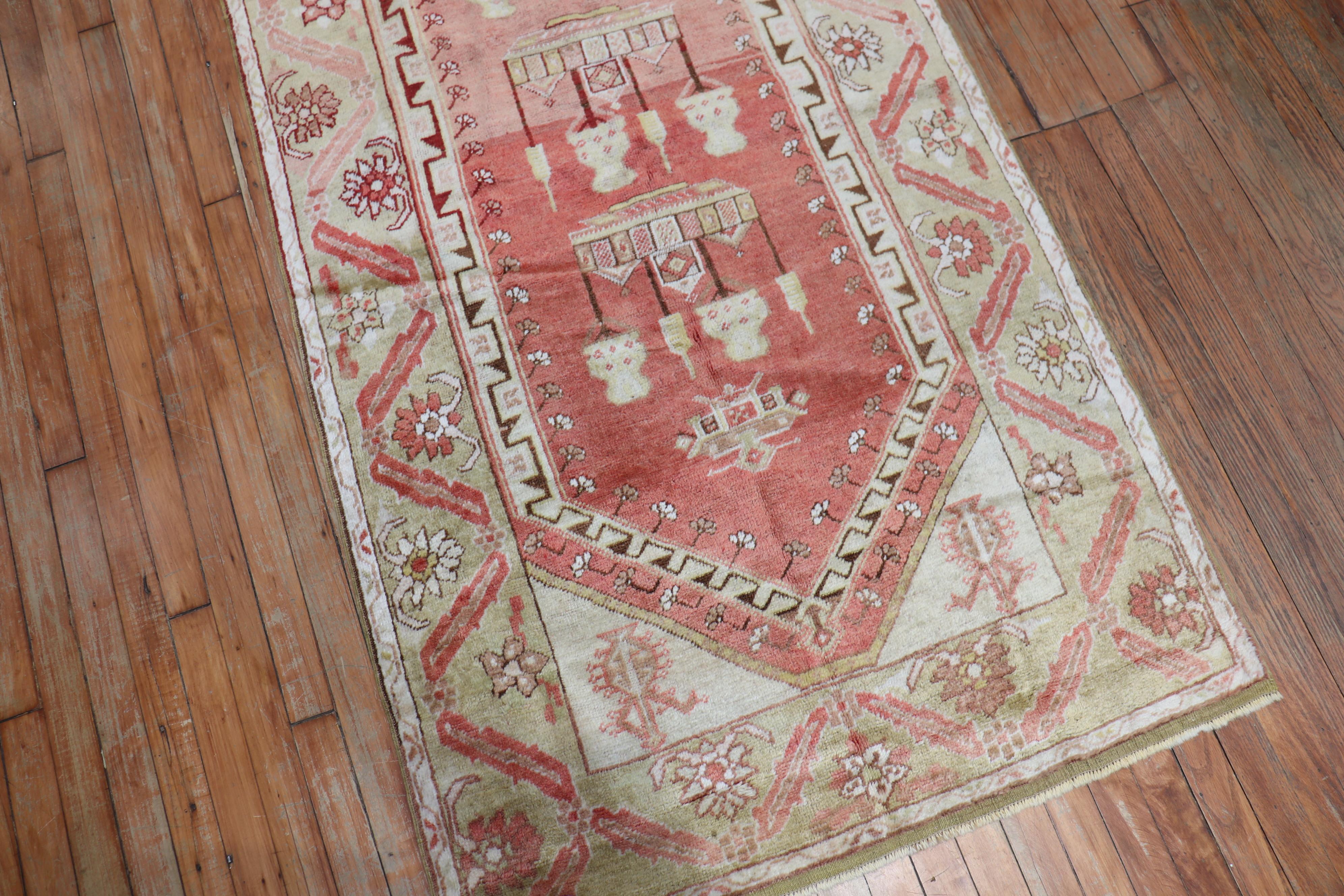 Hand-Woven Zabihi Collection Turkish Oushak Runner For Sale