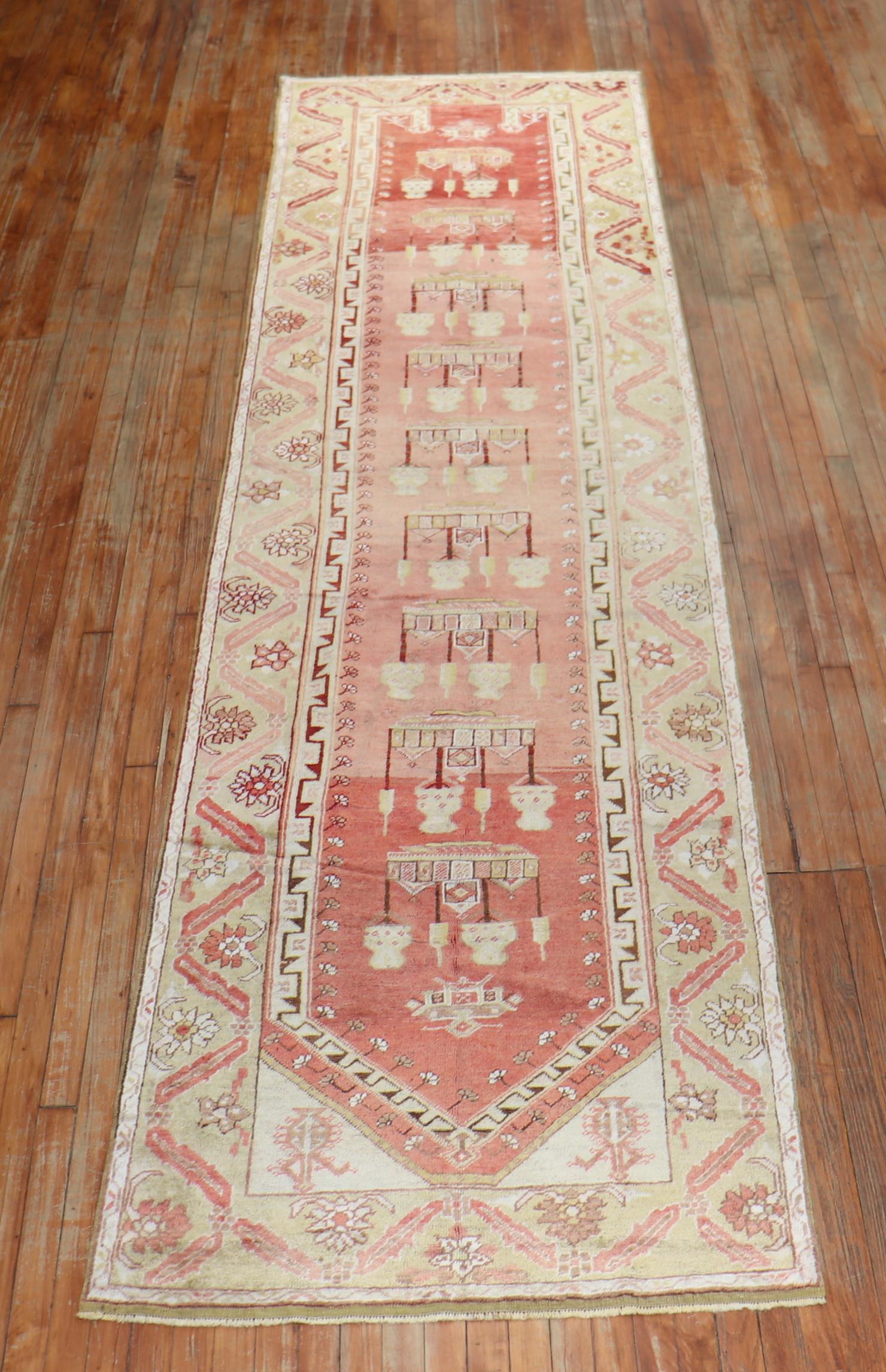 Zabihi Collection Turkish Oushak Runner In Good Condition For Sale In New York, NY