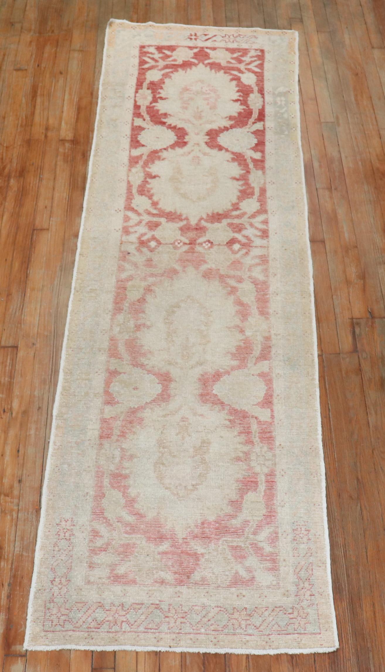 Wool Zabihi Collection Turkish Oushak Runner For Sale