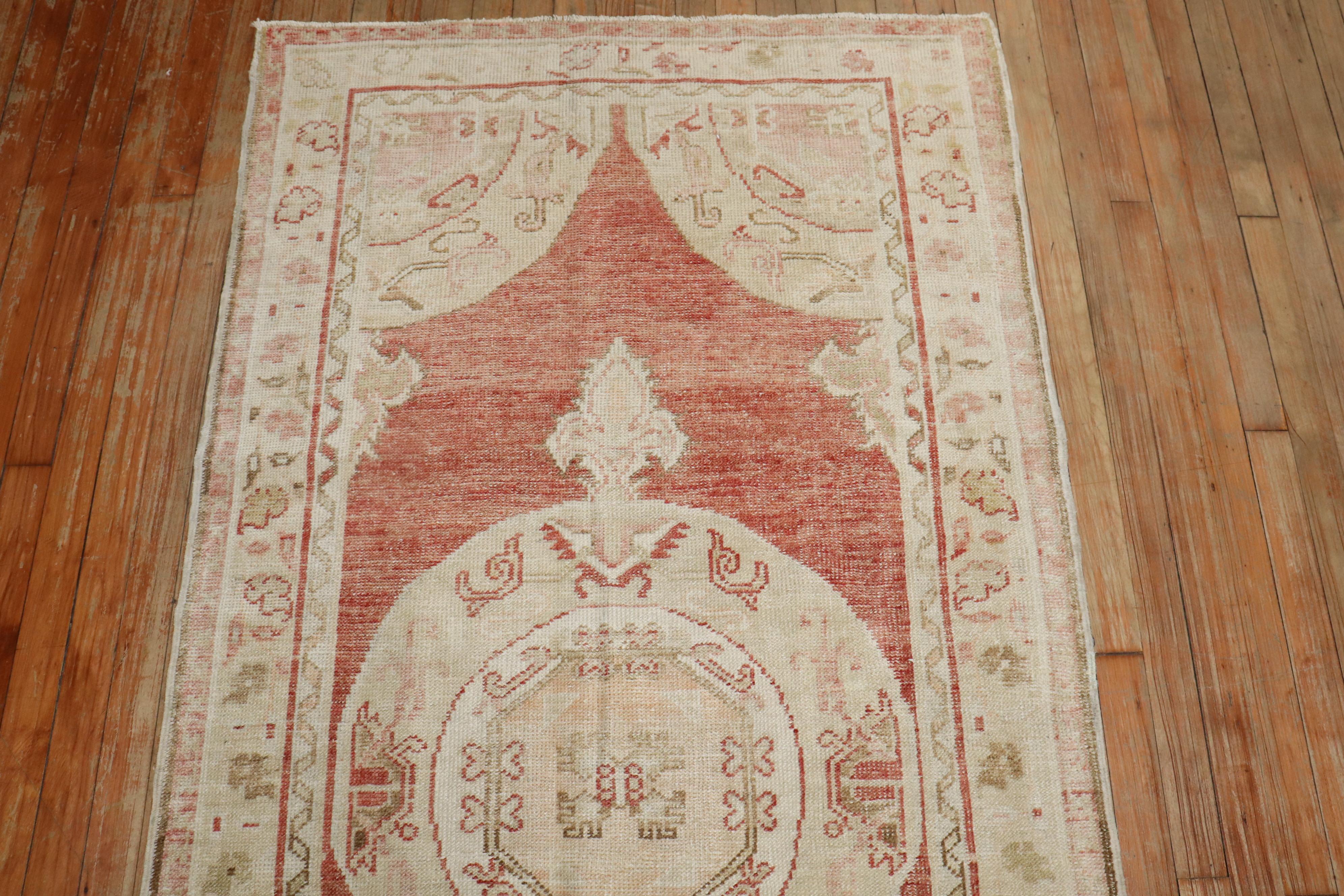 20th Century Zabihi Collection Turkish Oushak Throw Size Runner For Sale