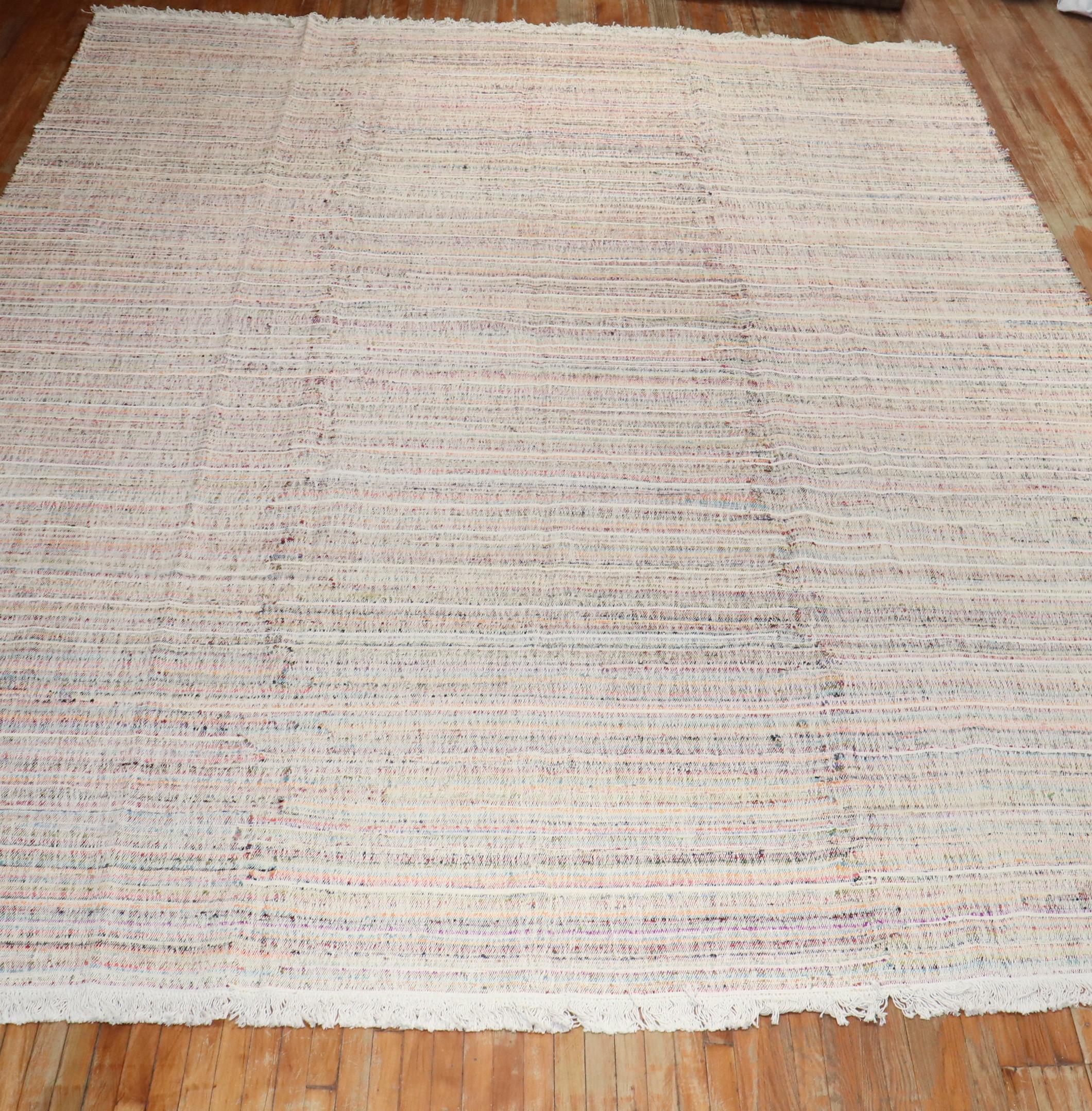 Zabihi Collection Turkish Rag Style Oversize Kilim For Sale 1