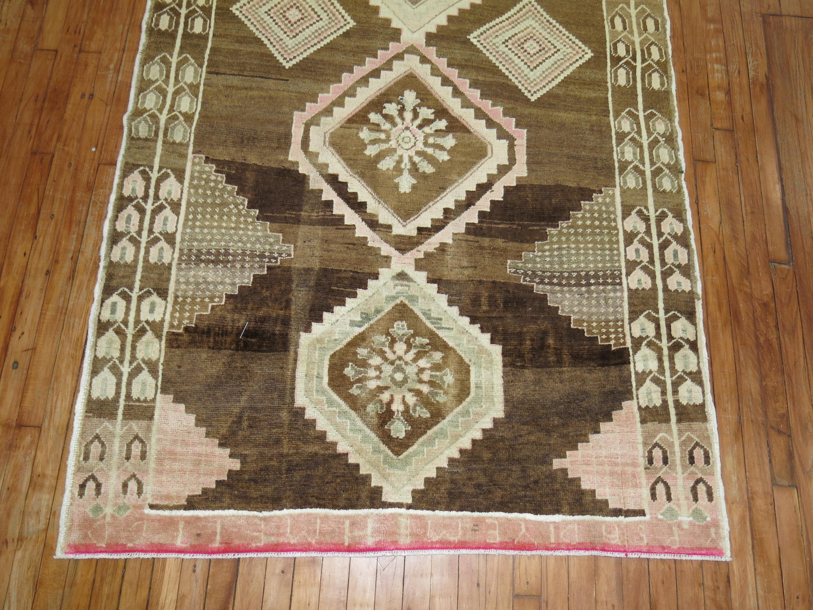 Zabihi Collection Turkish Wide Gallery Runner In Good Condition For Sale In New York, NY