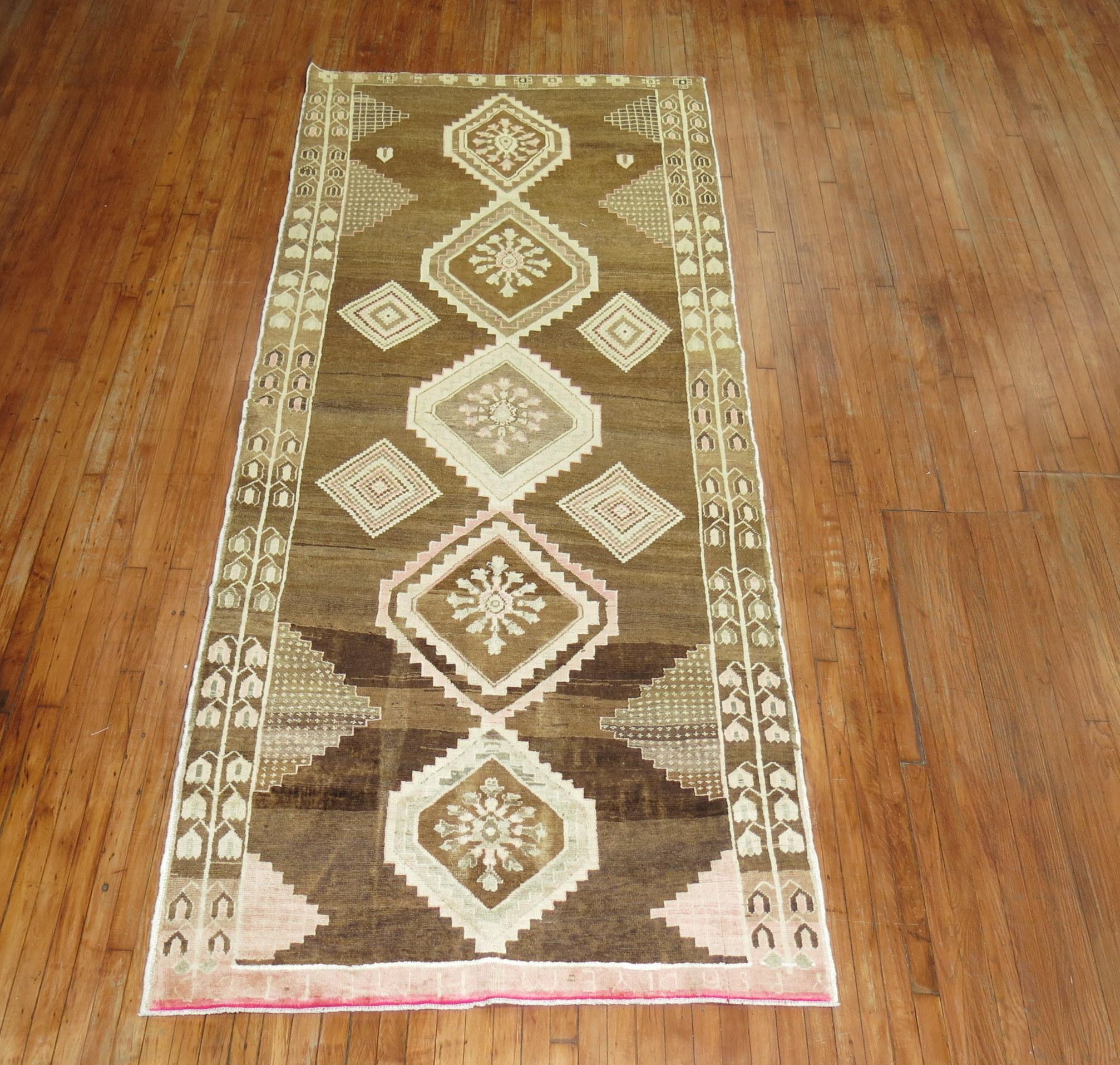 20th Century Zabihi Collection Turkish Wide Gallery Runner For Sale