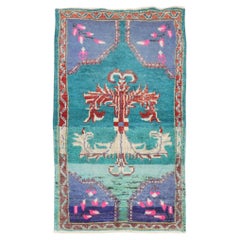 Tapis turquoise vintage d'Anatolie de la collection Zabihi