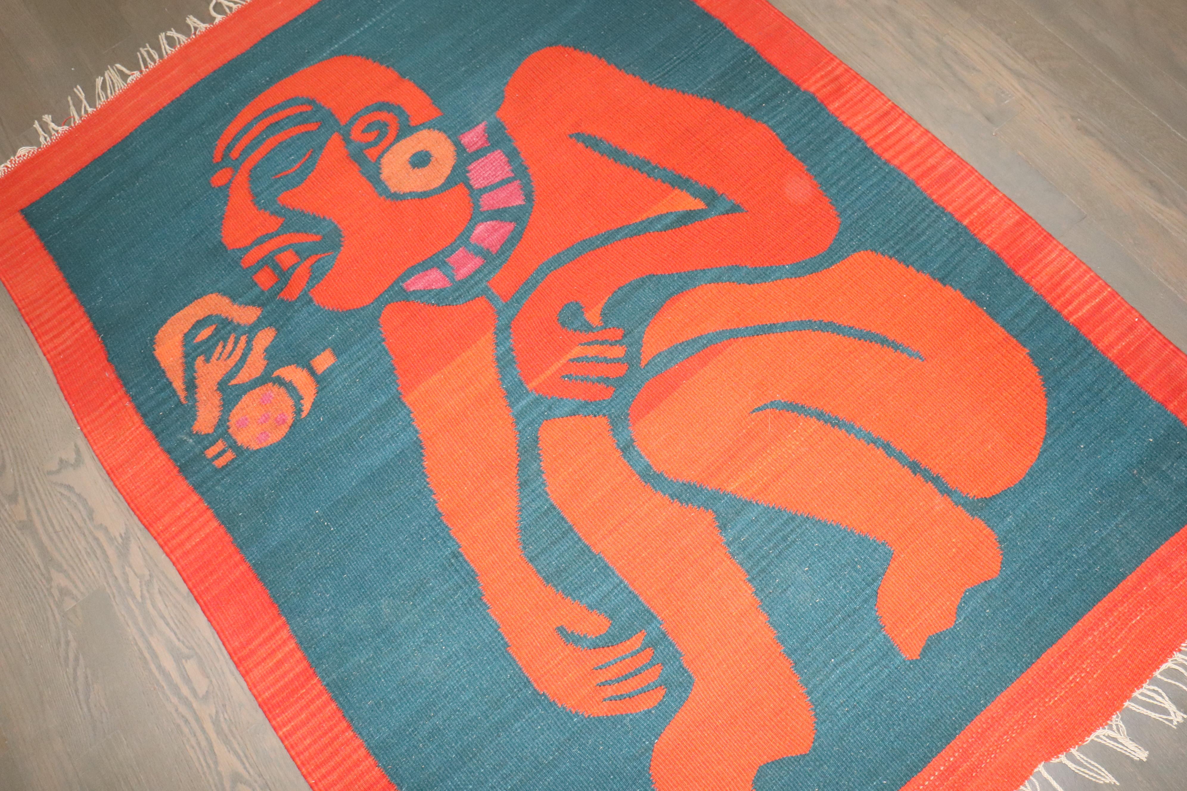 20th Century Zabihi Collection Unusual Latin American Zapotec Tapestry For Sale
