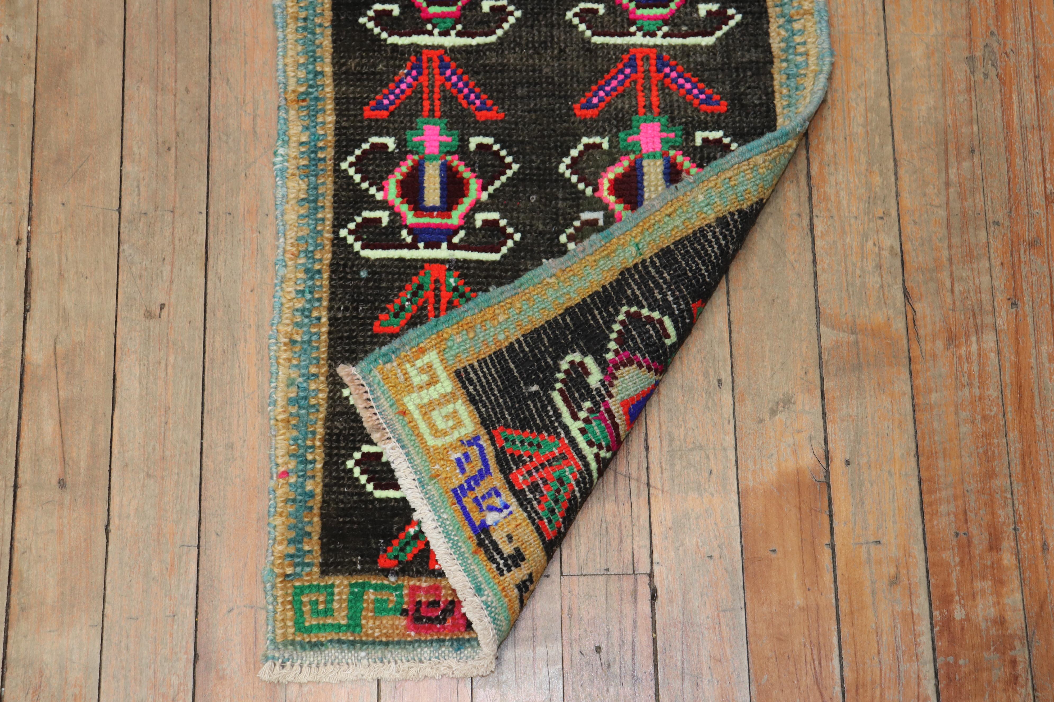 Hand-Knotted Zabihi Collection Vintage Anatolian Turkish Mini Rug For Sale