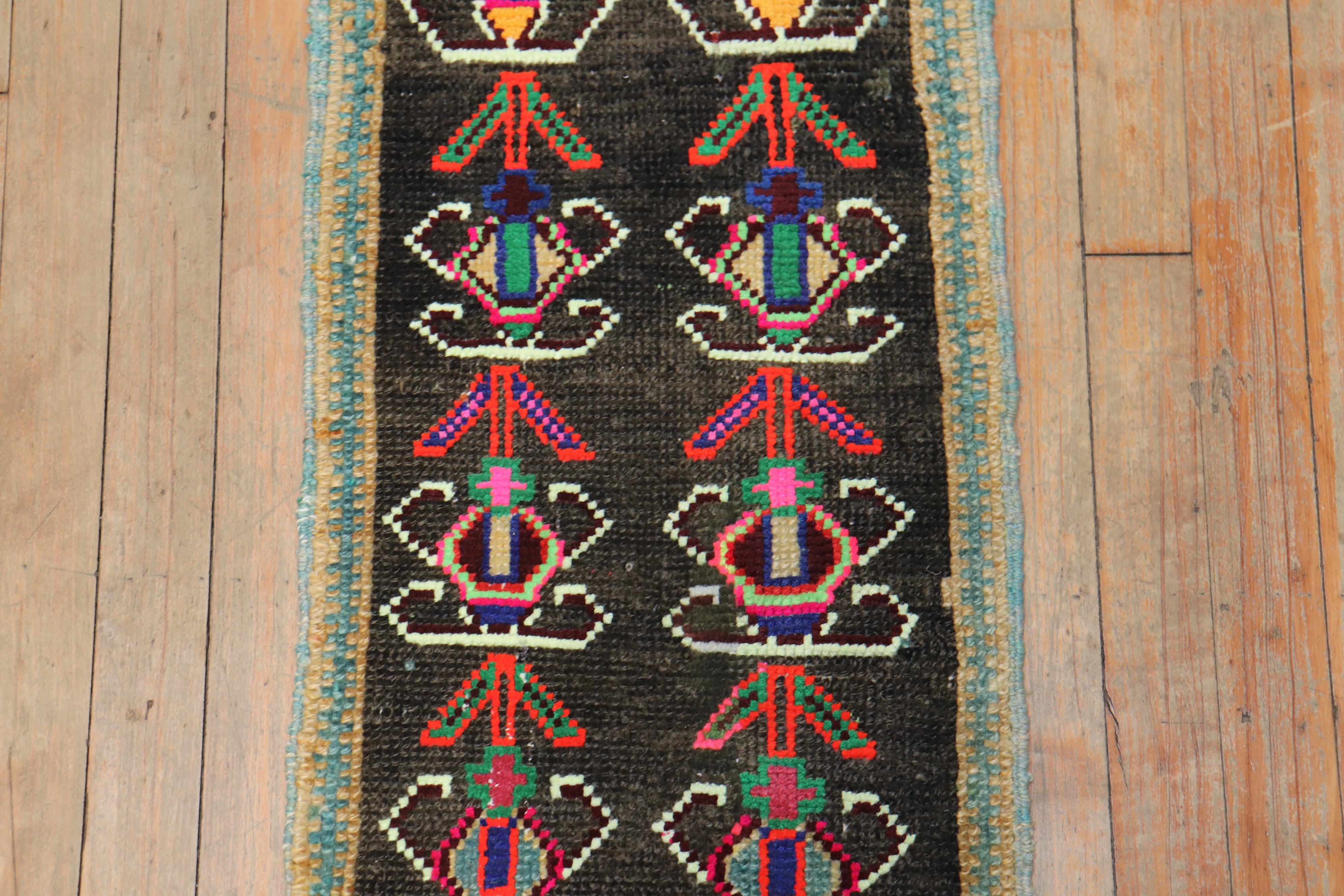 Zabihi Collection Vintage Anatolian Turkish Mini Rug In Good Condition For Sale In New York, NY