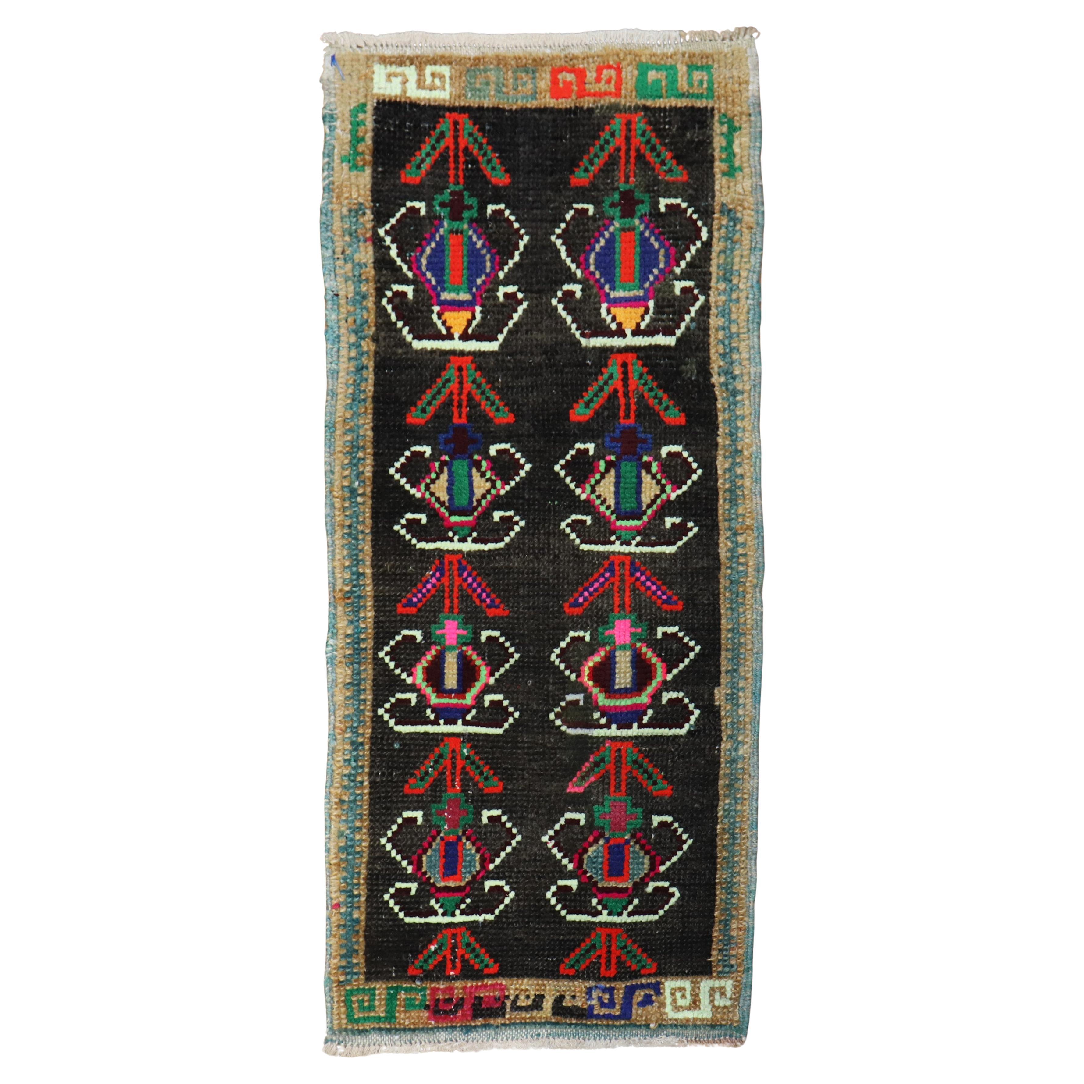 Zabihi Collection Vintage Anatolian Turkish Mini Rug For Sale