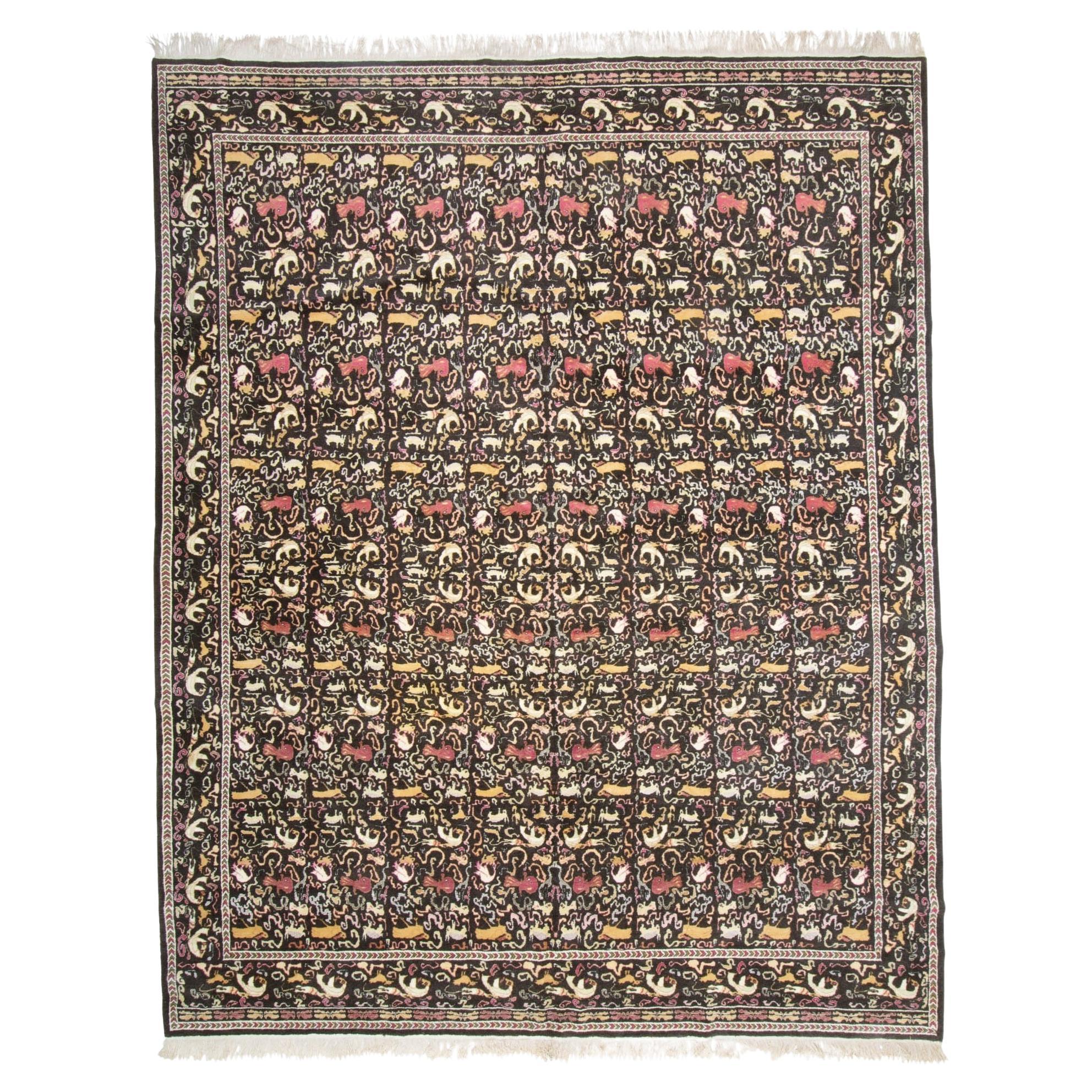 Zabihi Collection Vintage Animal Bird Greek 20th Century Rug in vendita