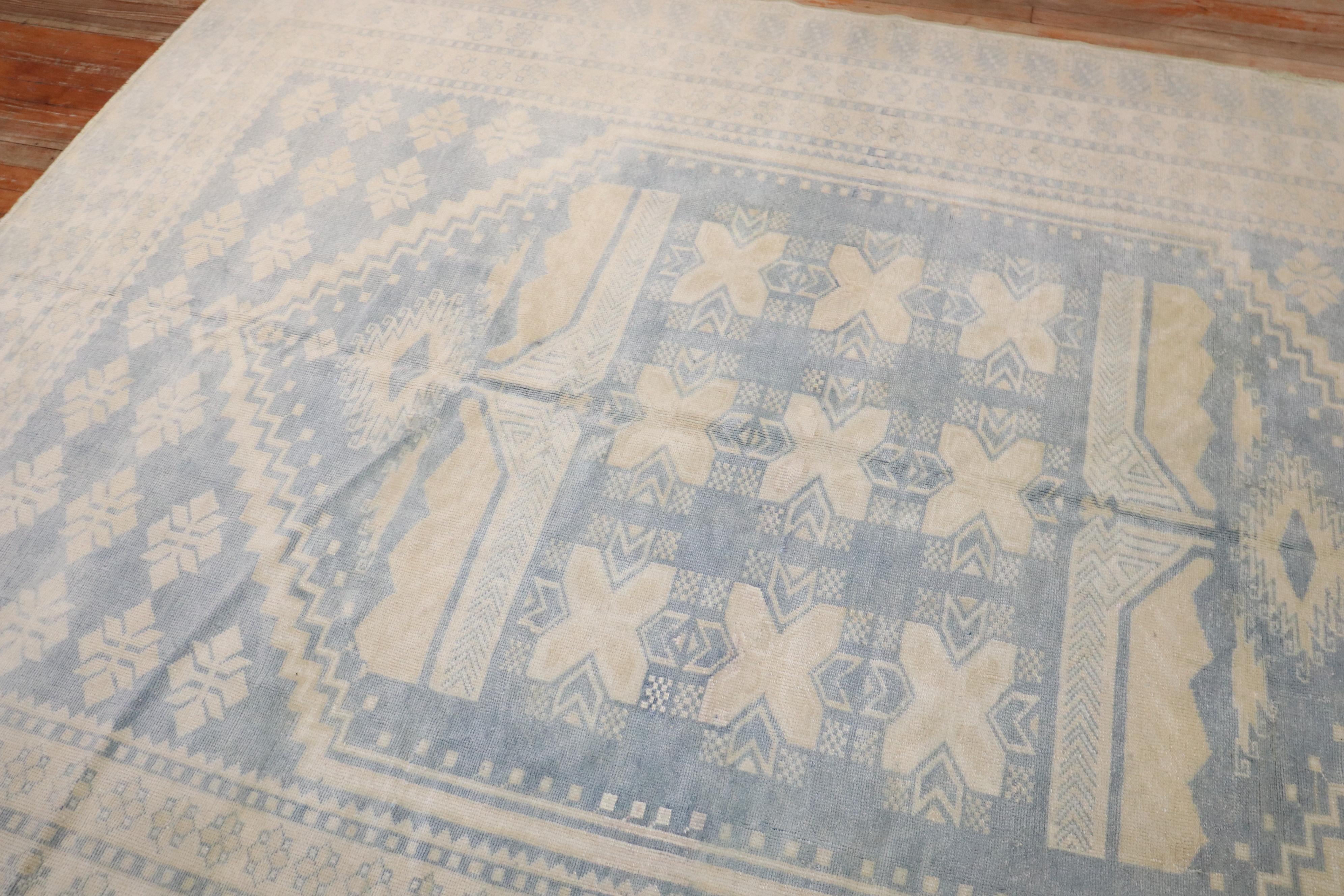 Colección Zabihi Alfombra Vintage Azul Neutro Turco en venta
