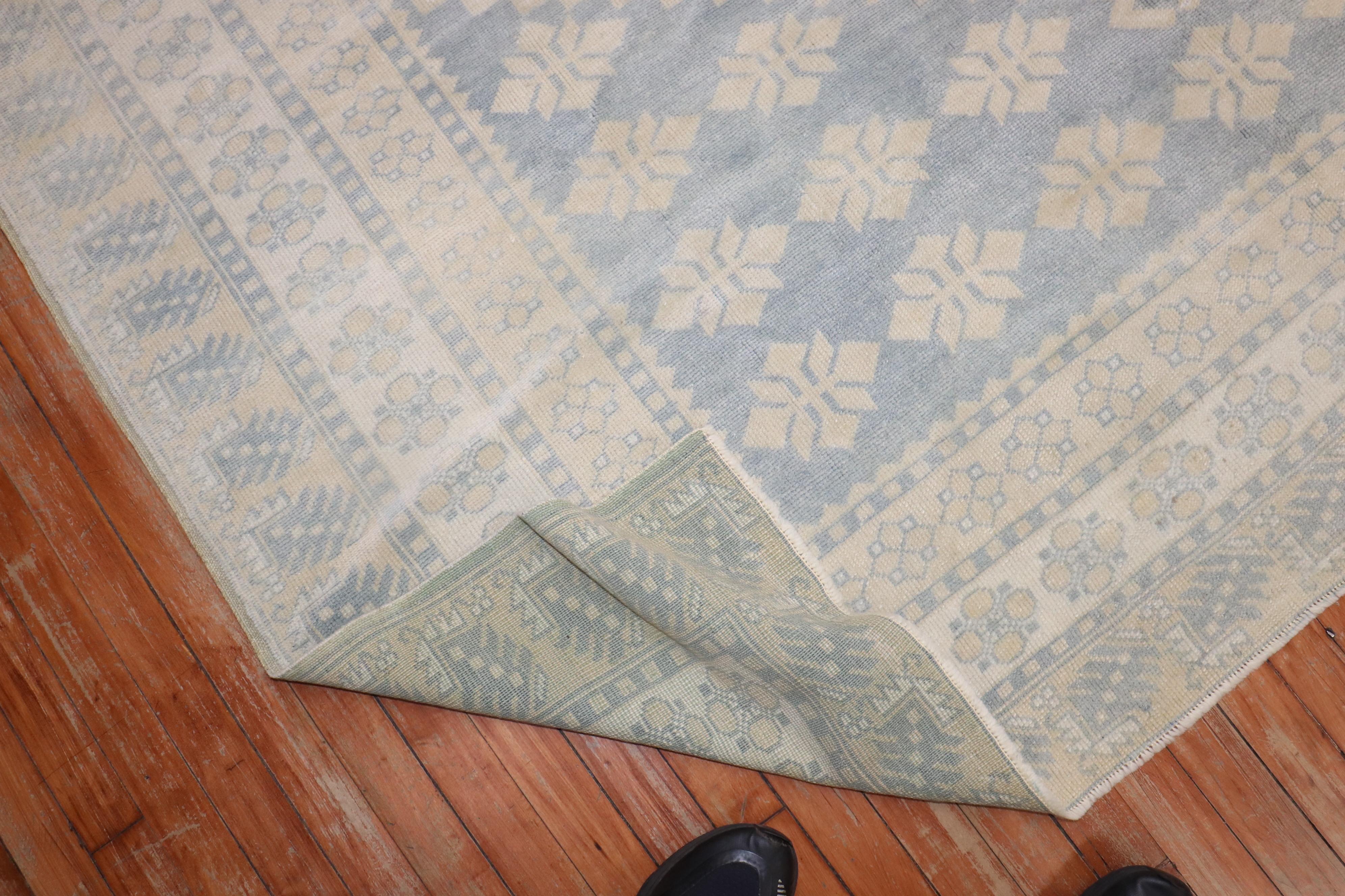 Colección Zabihi Alfombra Vintage Azul Neutro Lana en venta