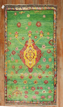 Zabihi Collection Vintage Bohemian Green Turkish Tulu Rug