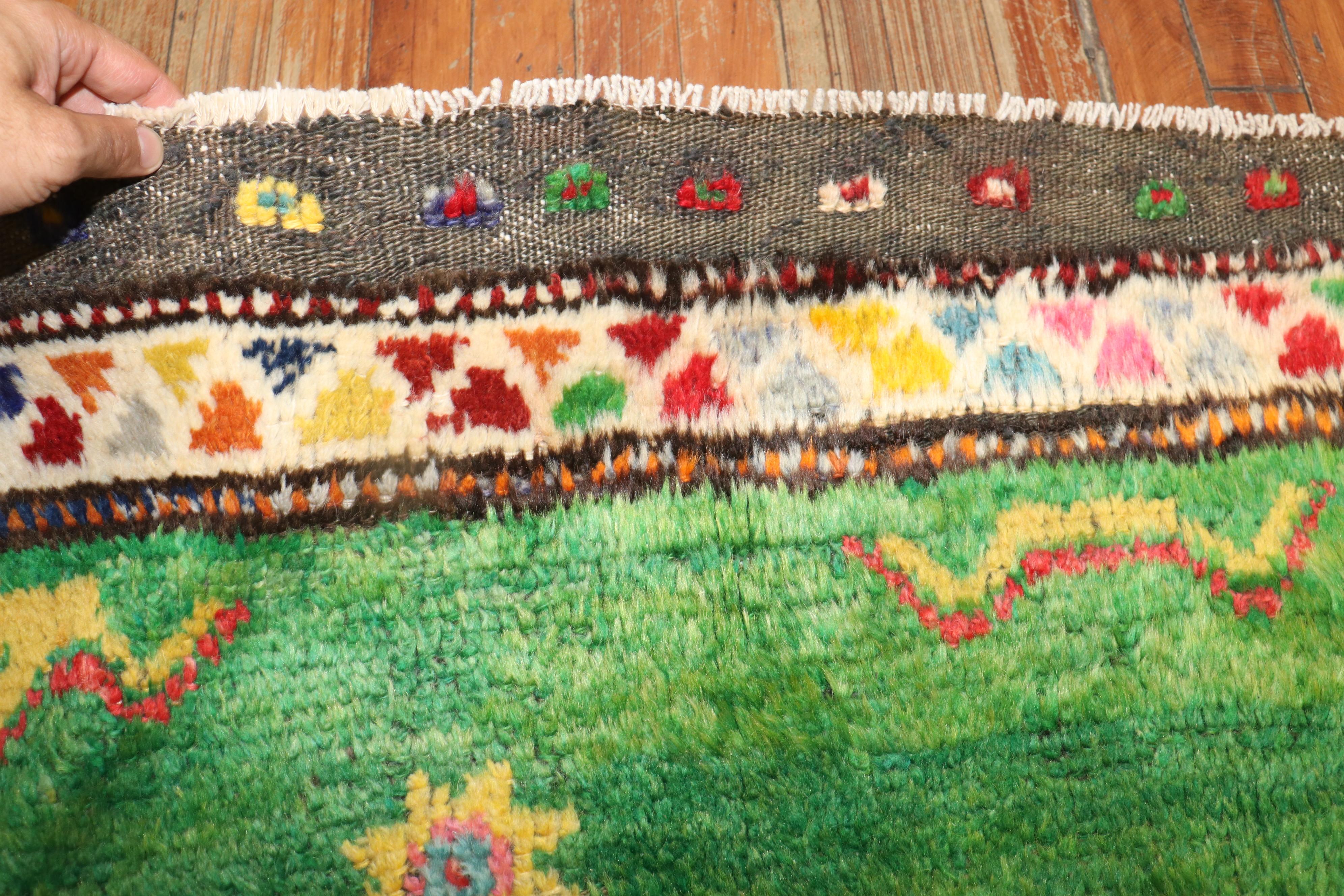 Colección Zabihi Alfombra Tulu Turca Verde Bohemia Vintage Anudado a mano en venta