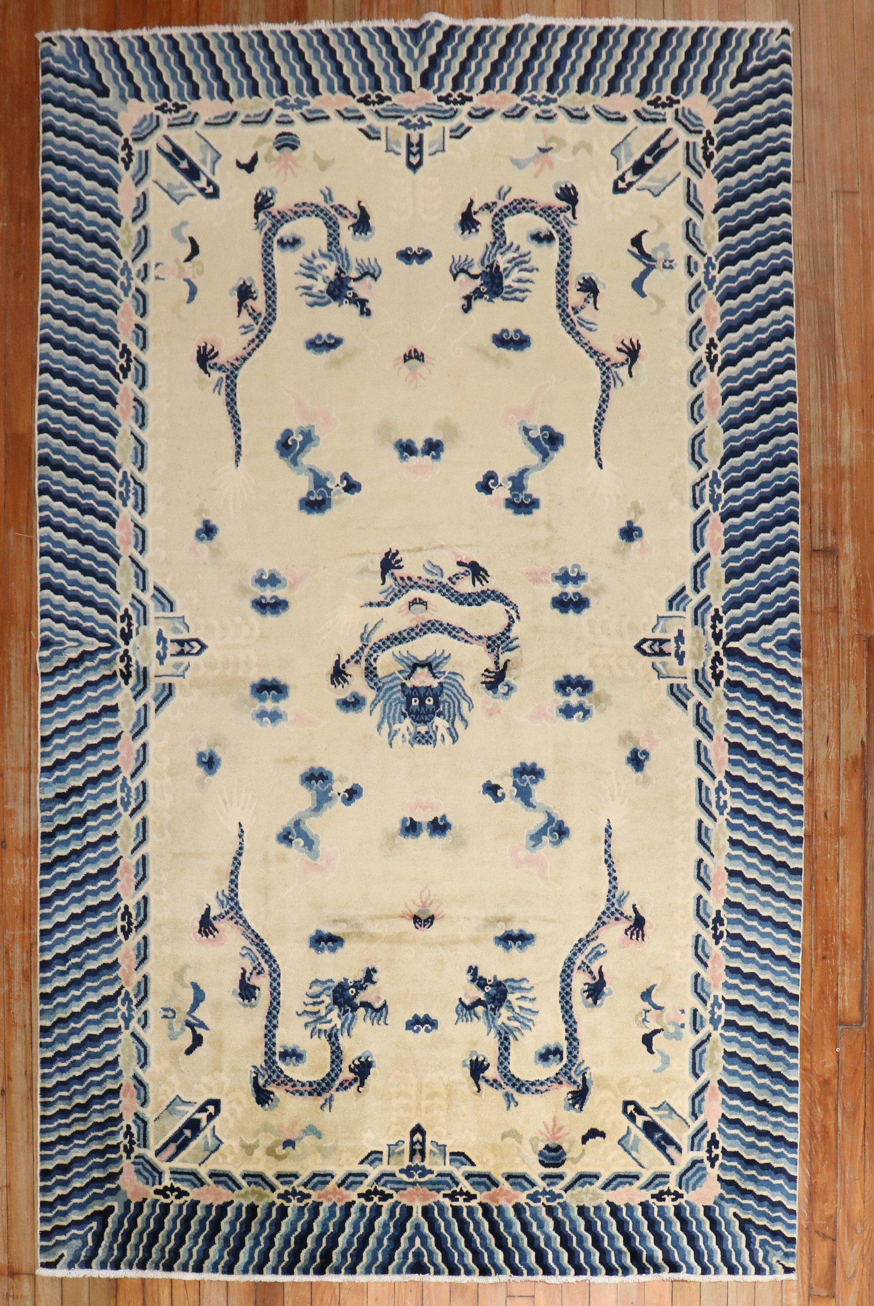 Zabihi Kollektion Vintage Chinesischer Drachenteppich (Wolle) im Angebot