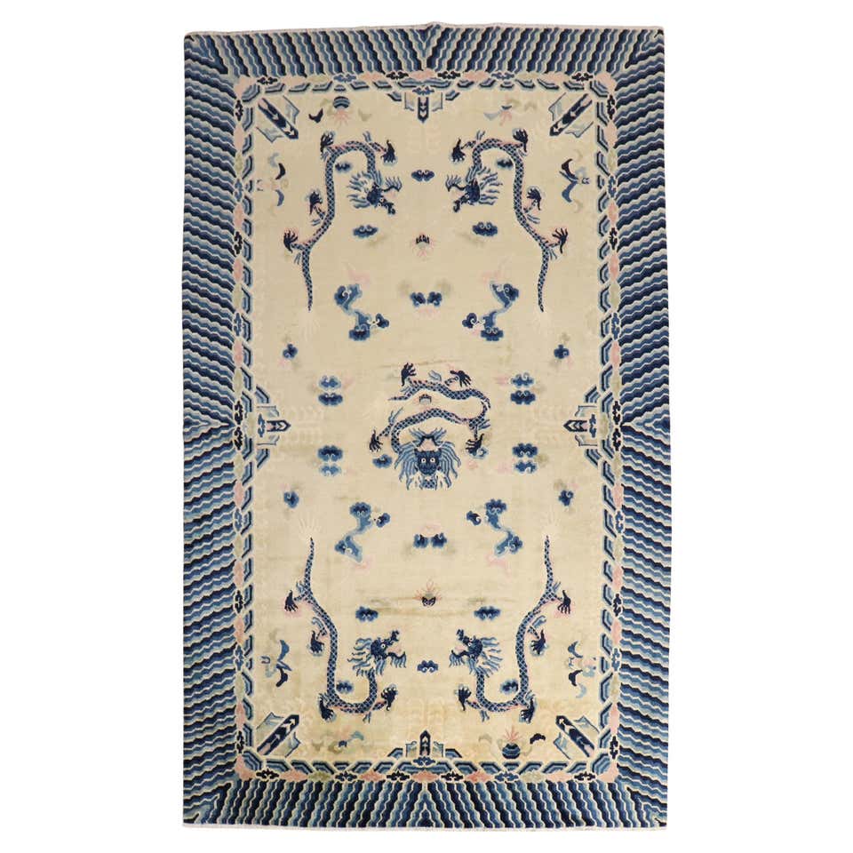 Chinese Five Dragons Wool Rug at 1stDibs