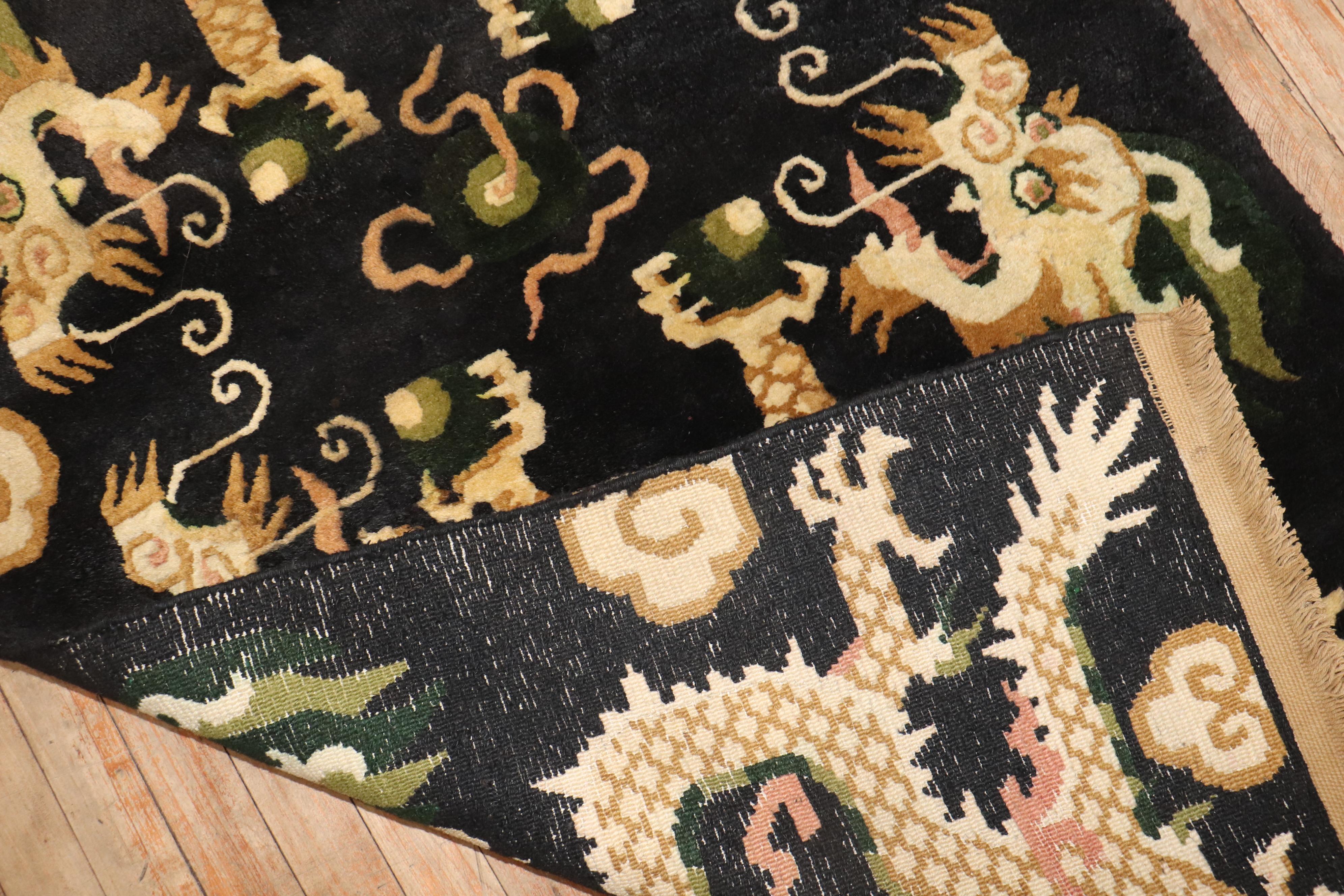 Zabihi Collection Vintage Dragon Rug In Good Condition For Sale In New York, NY