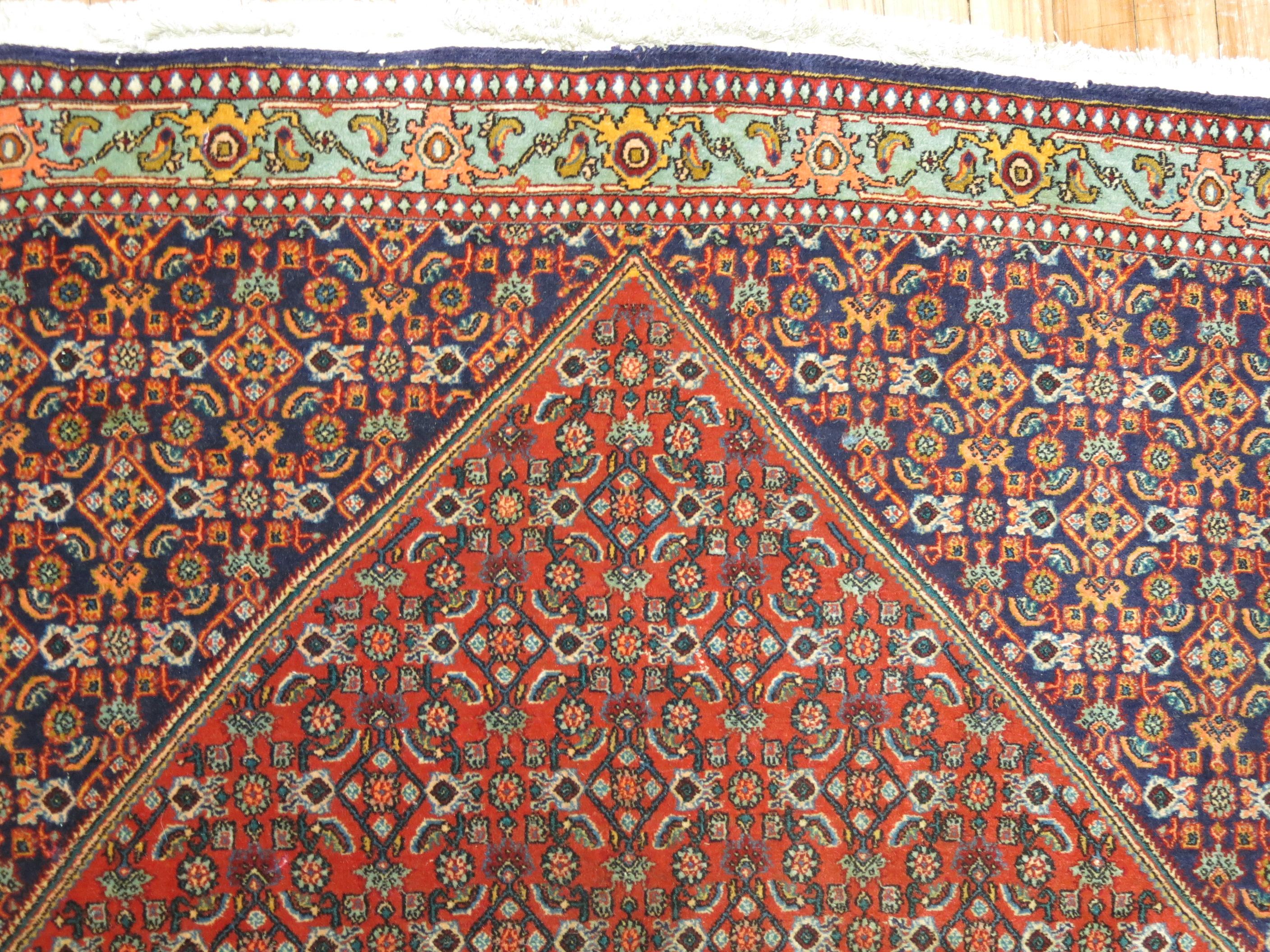 Tribal Zabihi Collection Vintage Fish pattern Persian Bidjar Rug For Sale