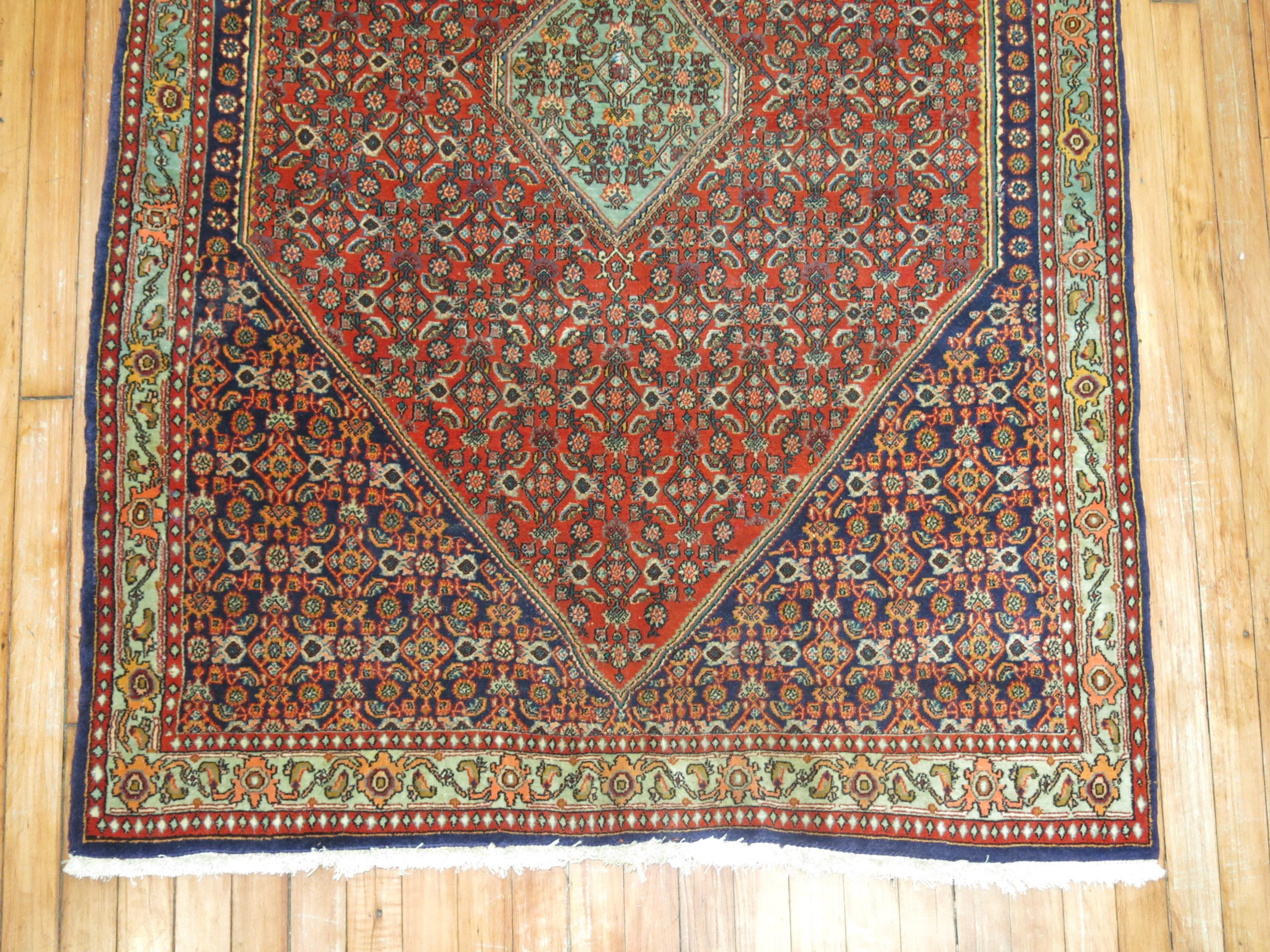 Zabihi Collection Vintage Fish pattern Persian Bidjar Rug In Good Condition For Sale In New York, NY