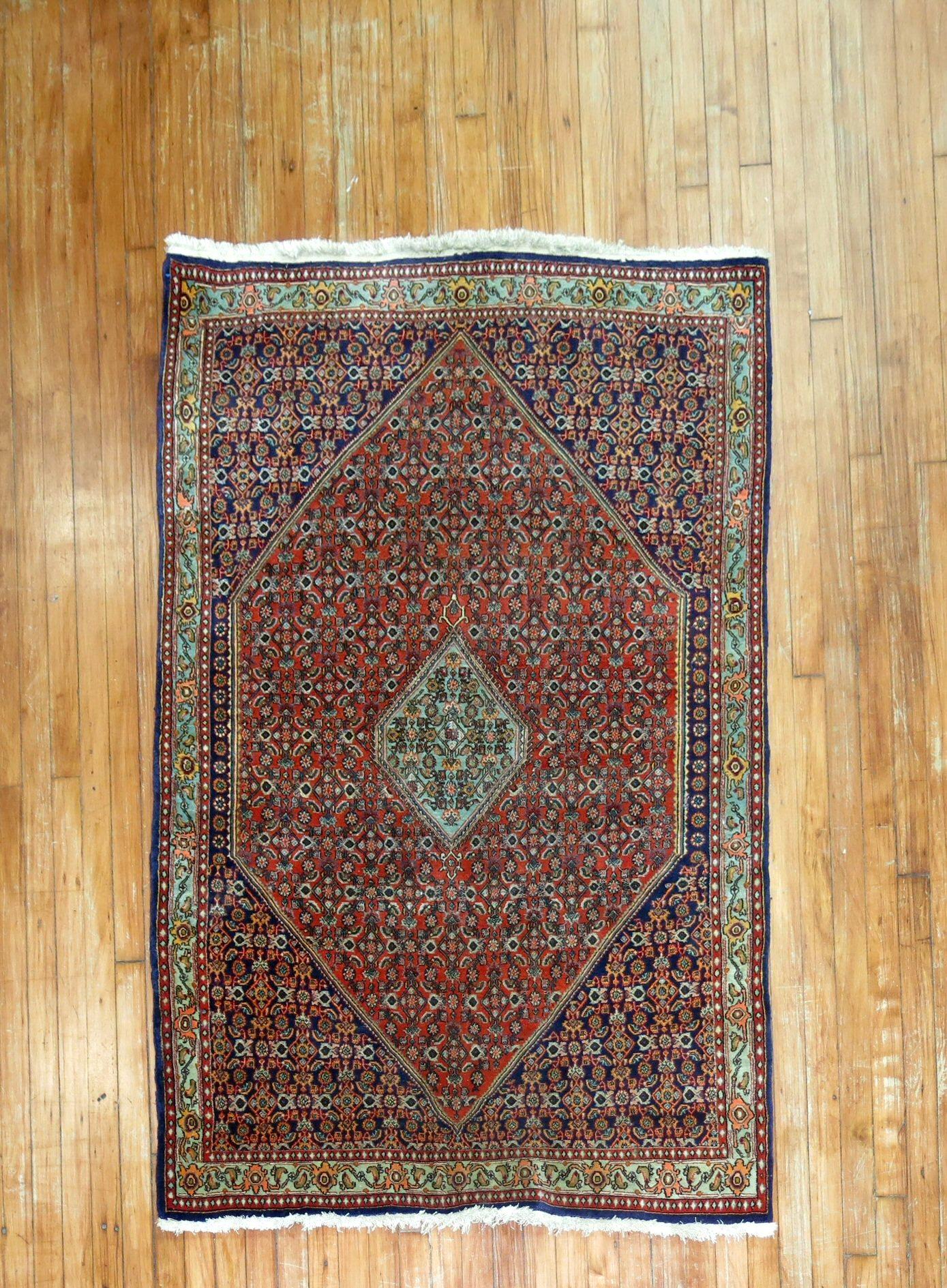 20th Century Zabihi Collection Vintage Fish pattern Persian Bidjar Rug For Sale