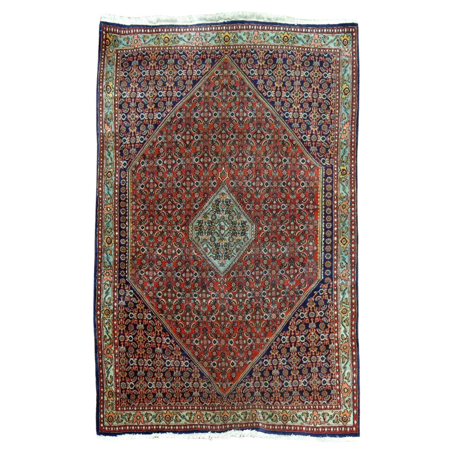 Zabihi Collection Vintage Fish pattern Persian Bidjar Rug For Sale