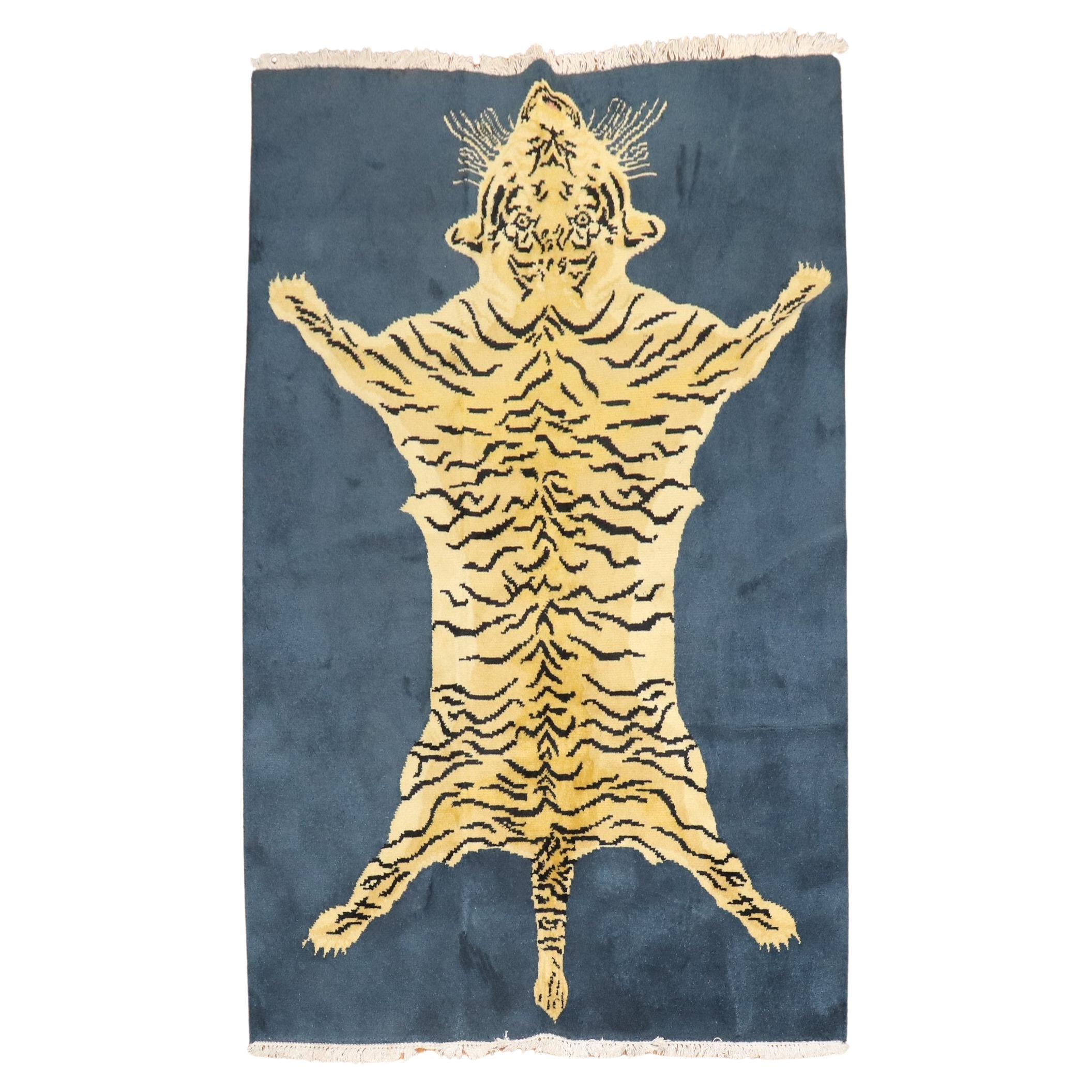 Zabihi Collection Vintage Indian Tiger Rug