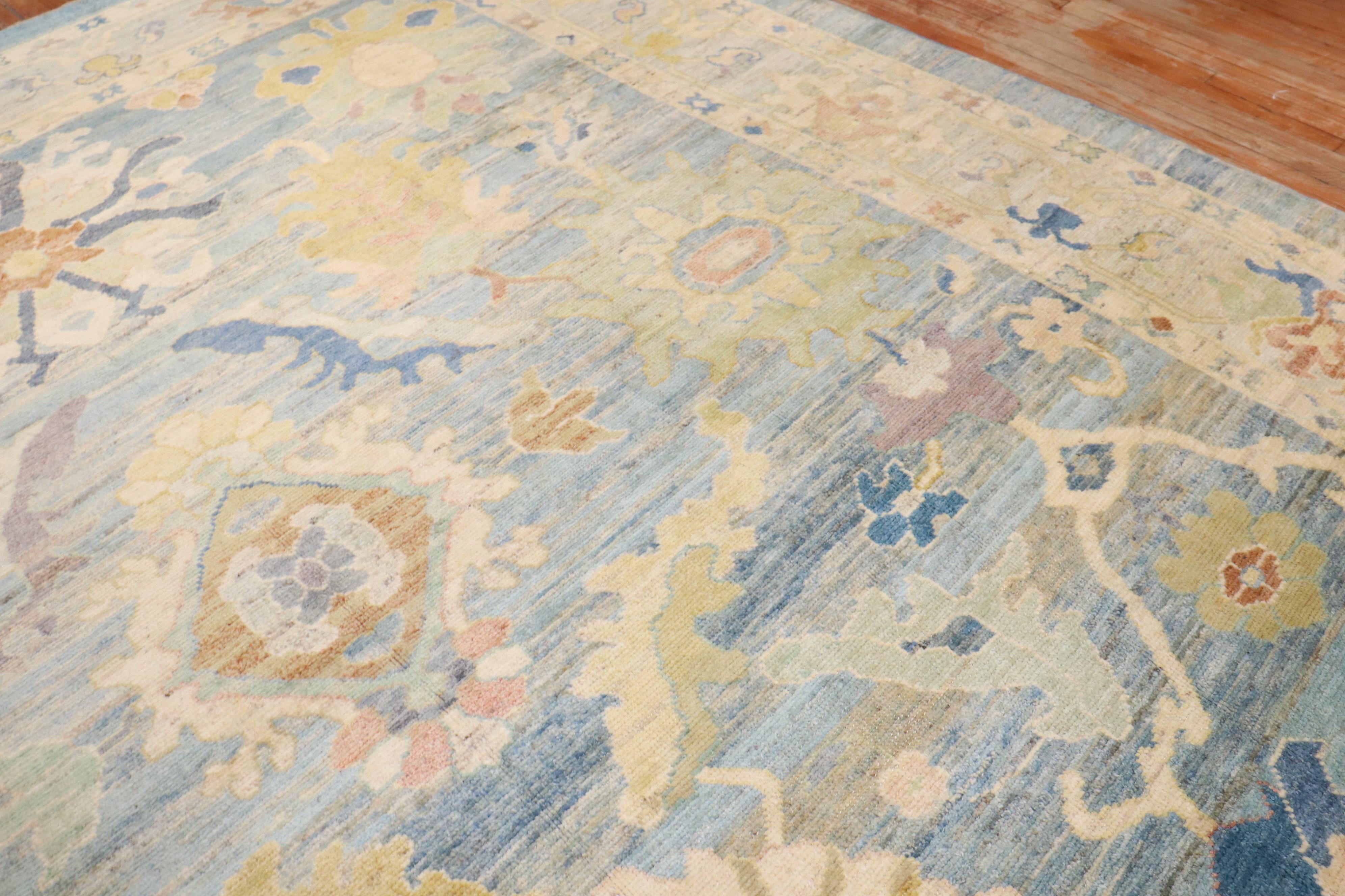 One-of-a-kind 21st-century Reproduction Oversize Oushak Rug. 100 % vegetable dyed.

Details
rug no.	j3556
size	12' x 16' 2